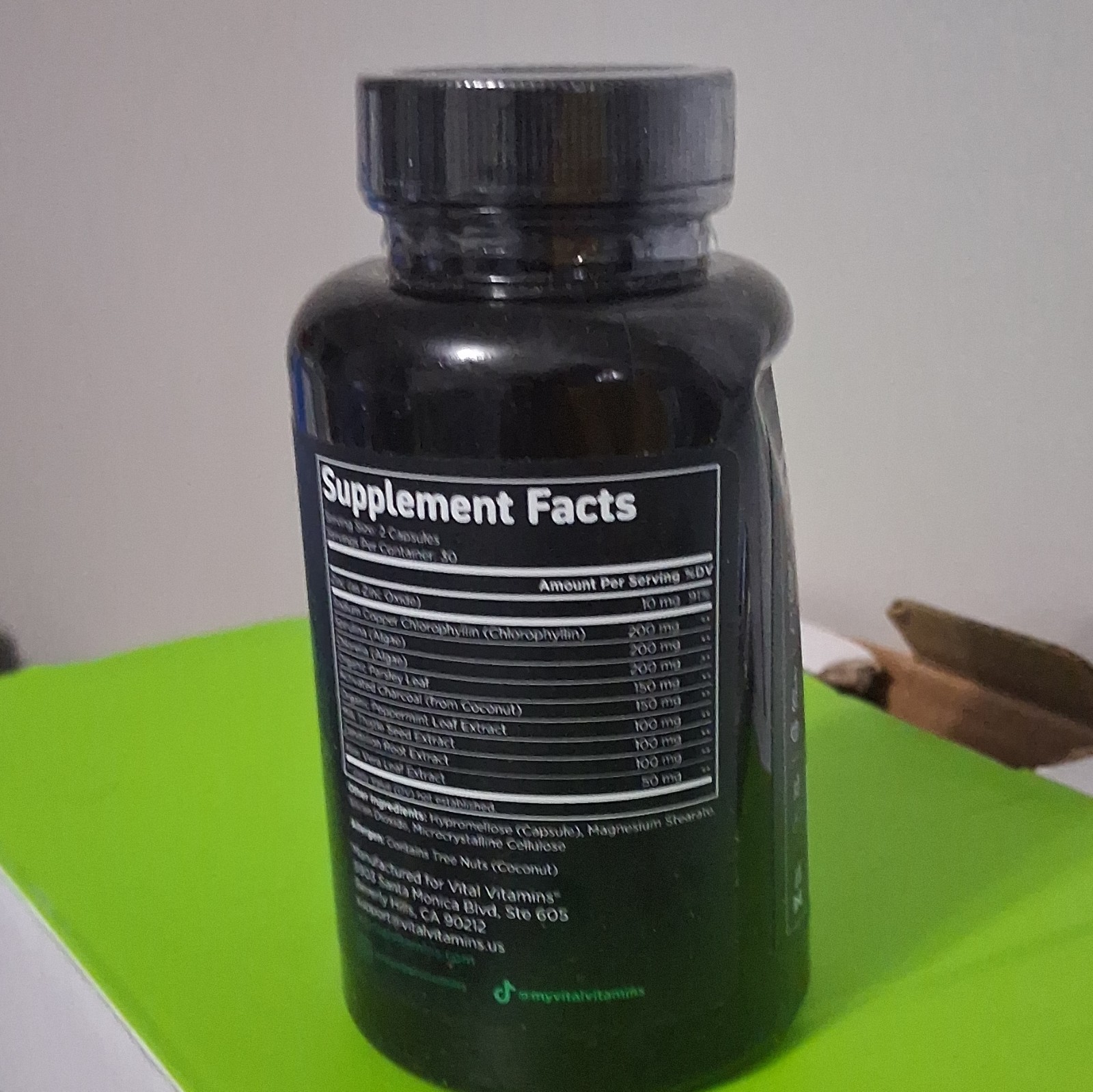Vital Vitamins Chlorophyll Detox Support Capsules Spirulina Chlorella 60ct