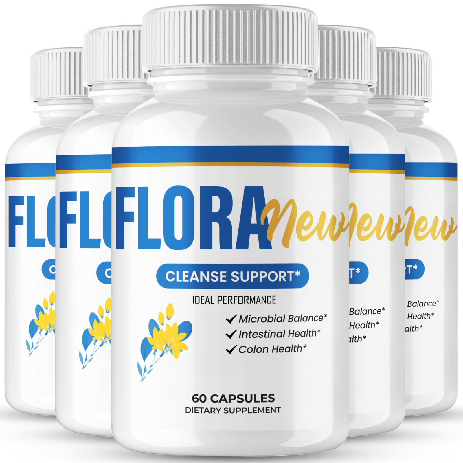 FloraNew Capsules, Official Flora New Supplement – Maximum Strength (5 Pack)
