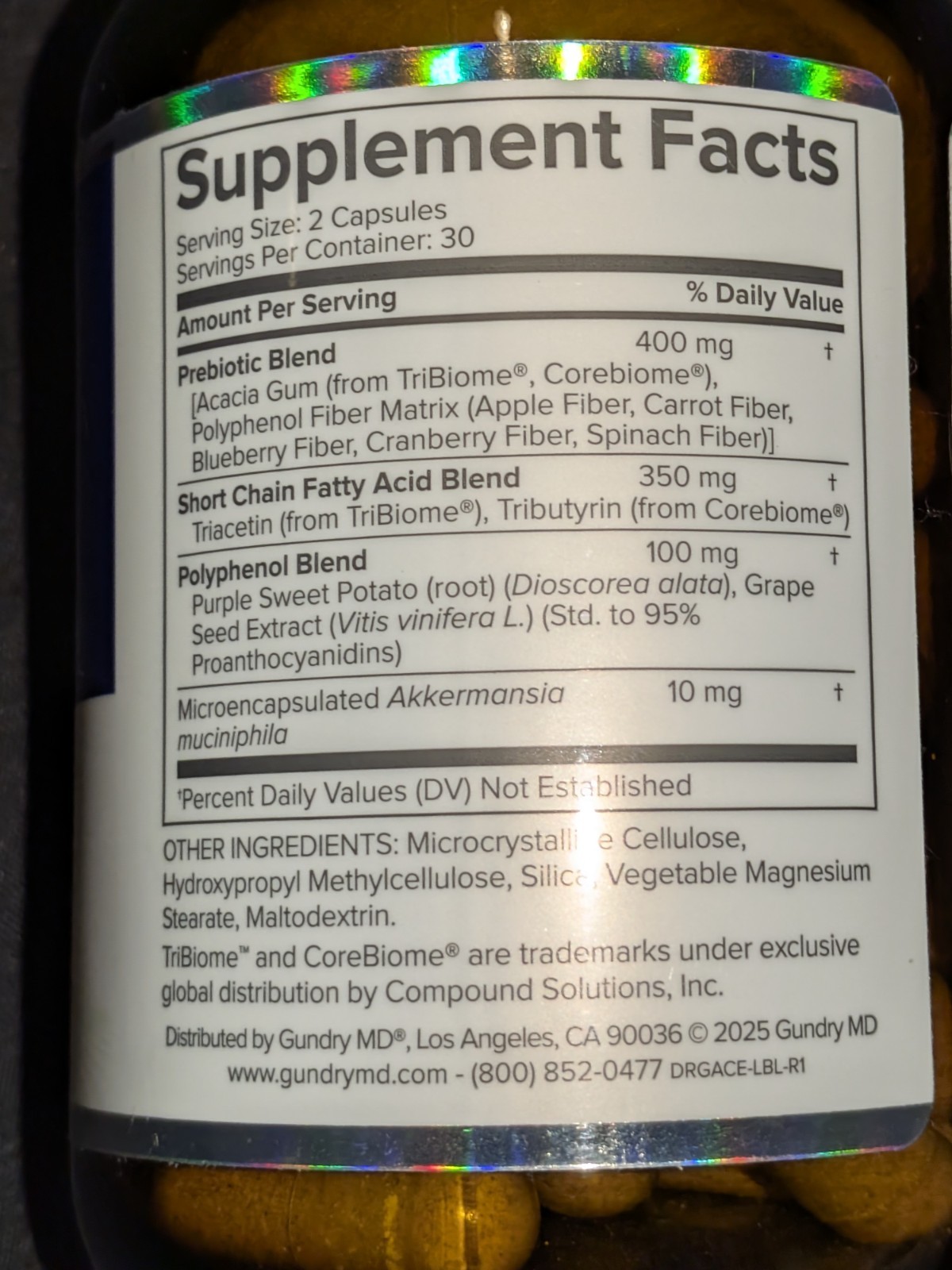Gundry MD Active Biome Digestive & Metabolic Support 60 Capsules 400mg Exp 2025