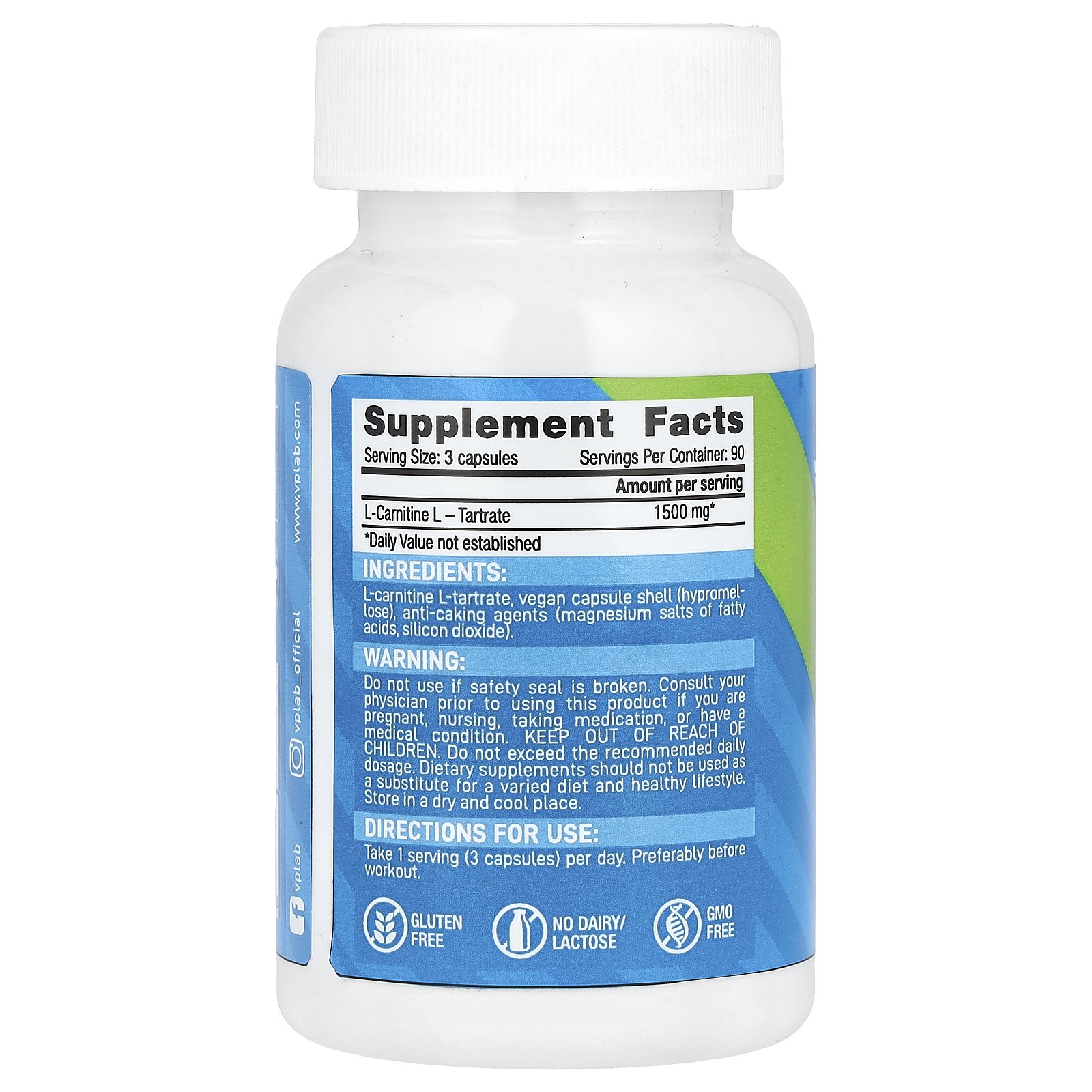 L-Carnitine, 90 Capsules (500 mg per Capsule)