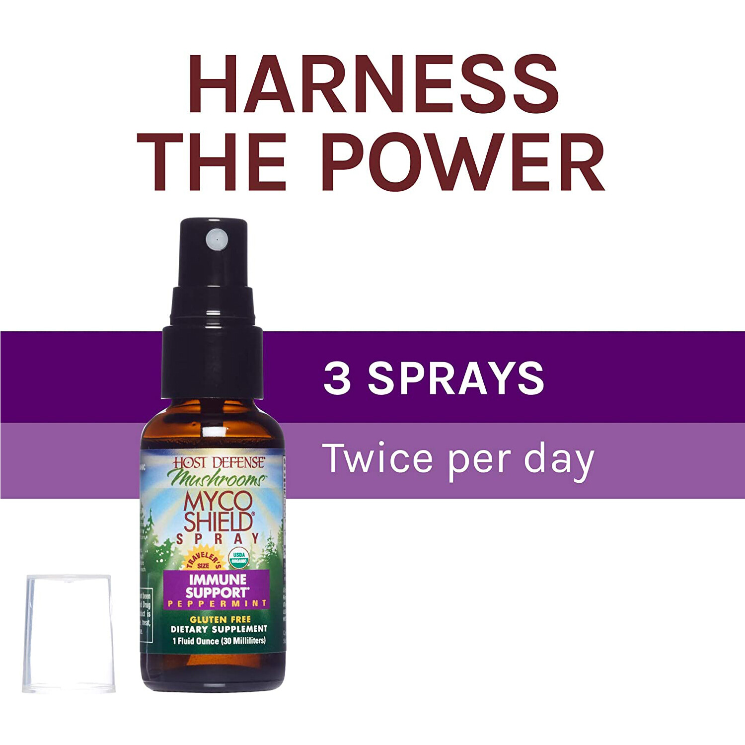 Fungi Perfecti Host Defense MycoShield Immune Support Spray Peppermint, 1 Ounces