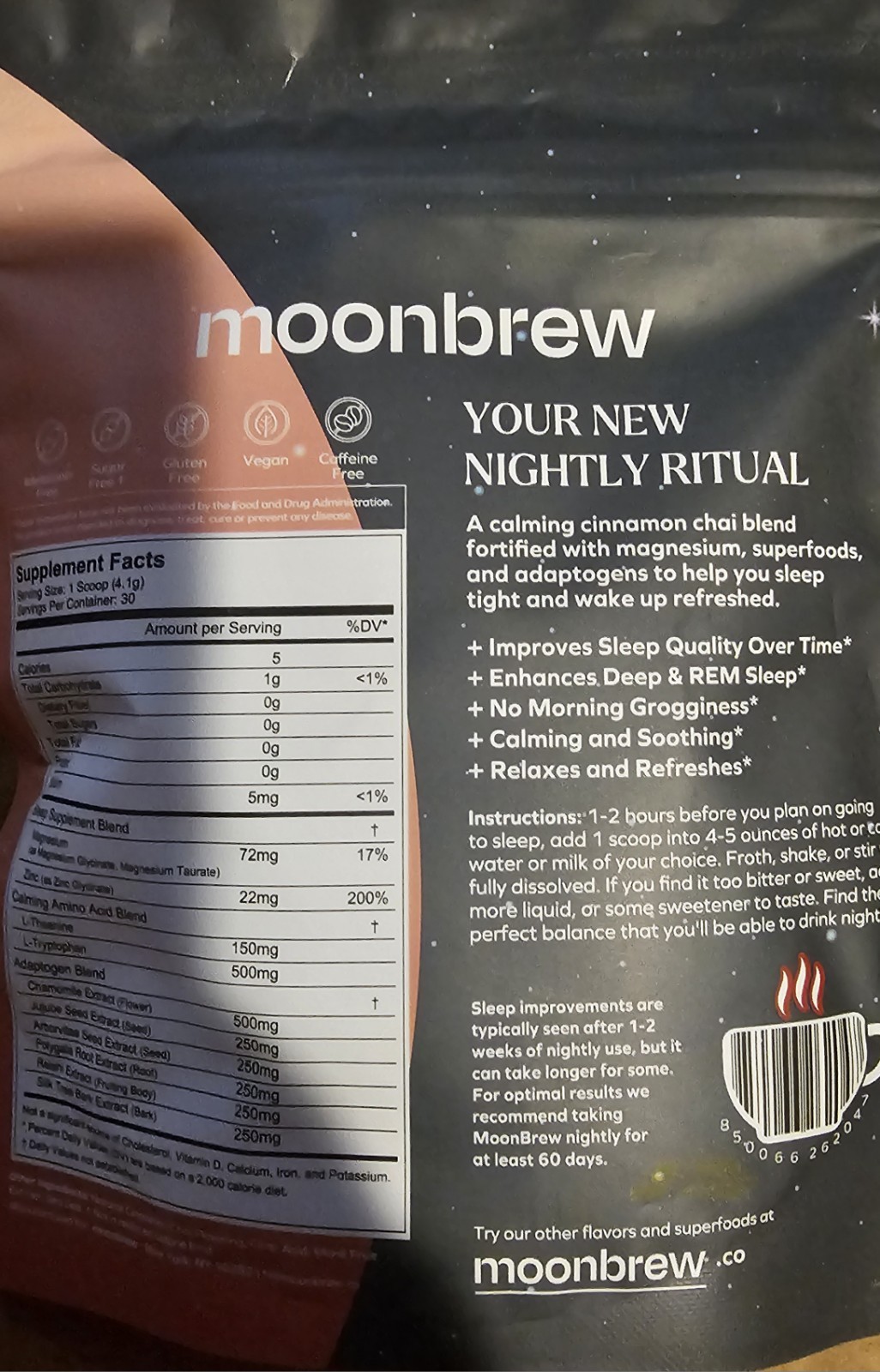 Moonbrew Cinnamon Chai Night Time Herbal Supplement Unopened