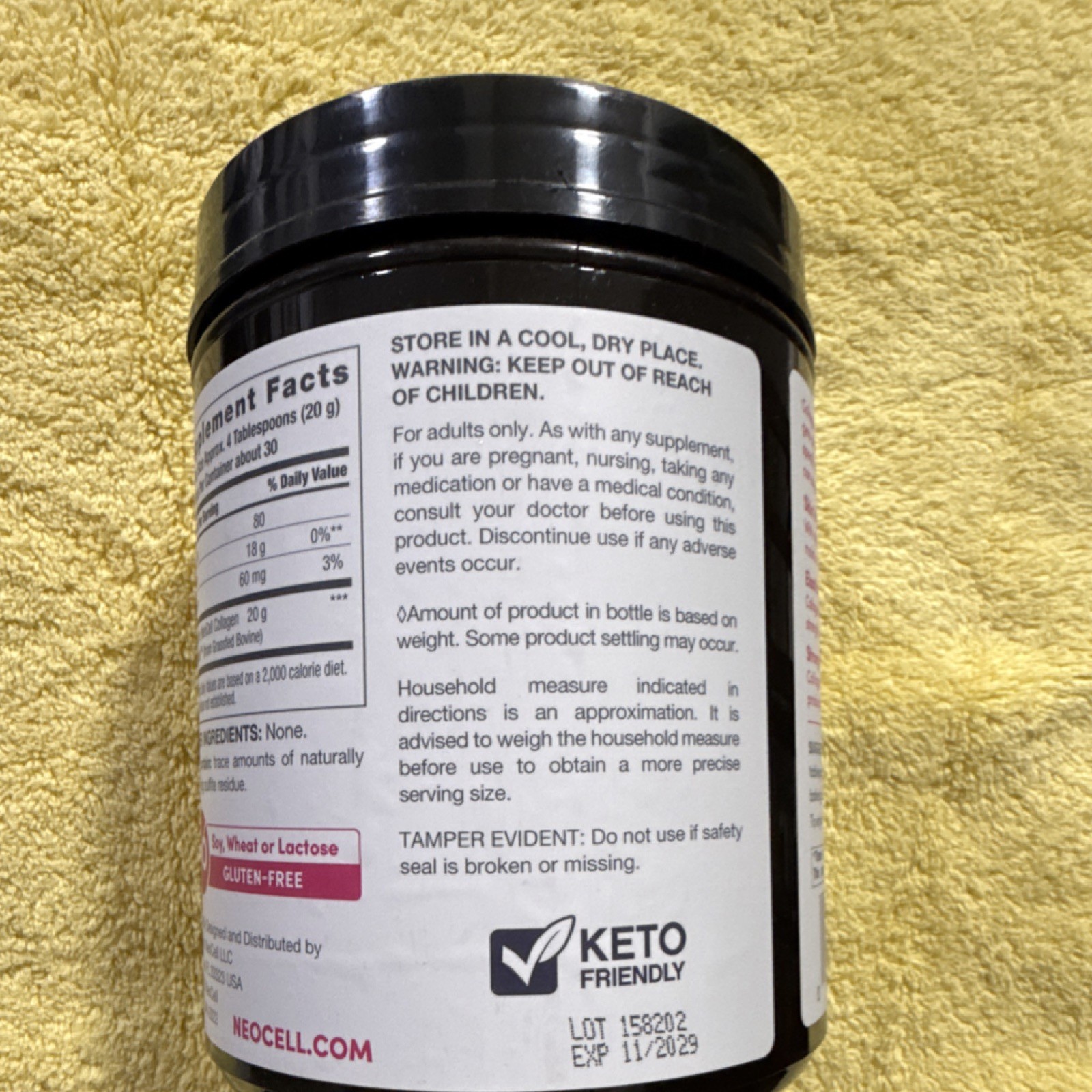 NeoCell Grass Fed Collagen Peptides Unflavored 20g Hair Skin Nails 21.1oz