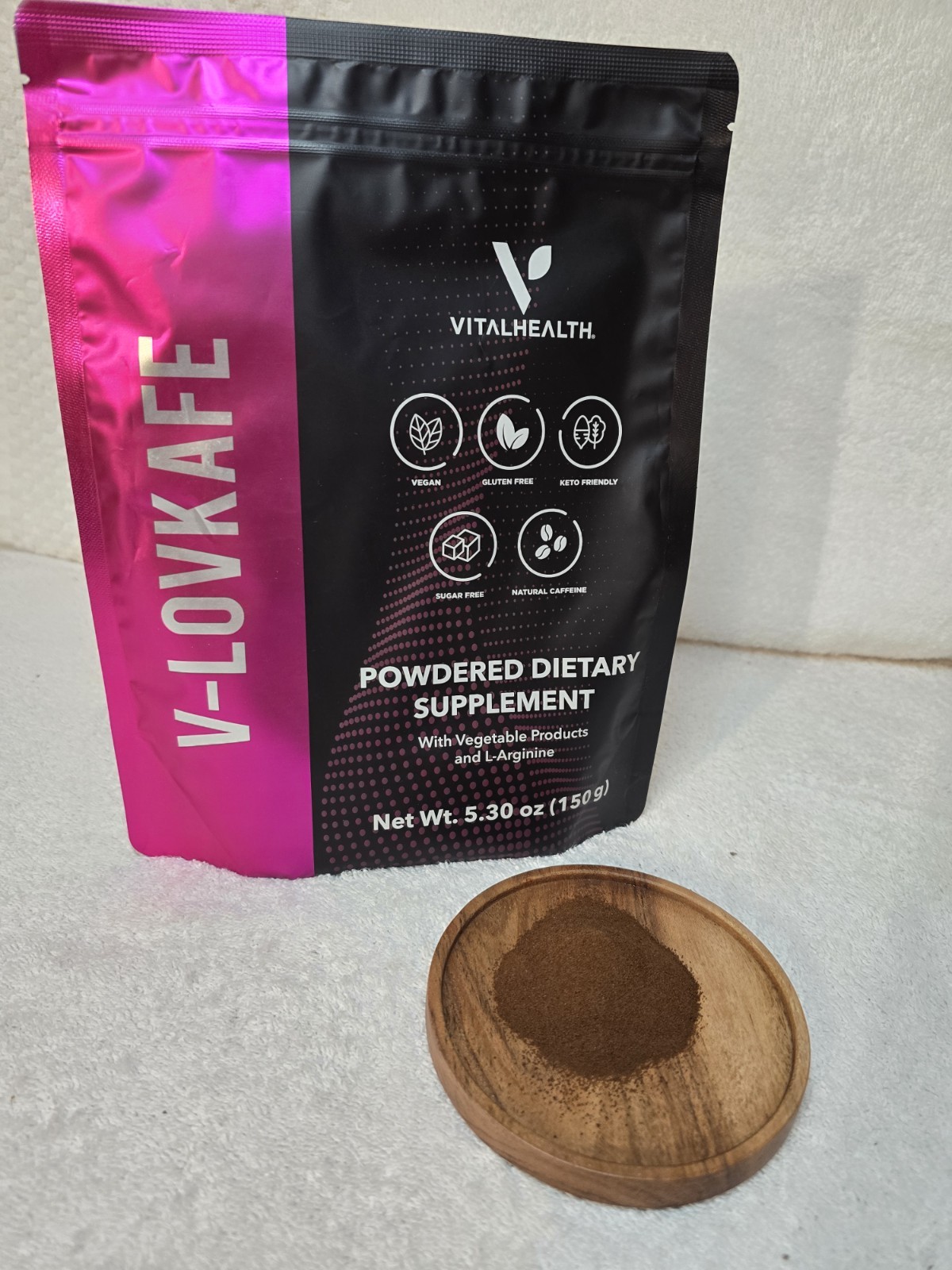 VitalHealth V-Lovkafé Coffee Dietary Supplement Powder Natural Caffeine 5.30 oz