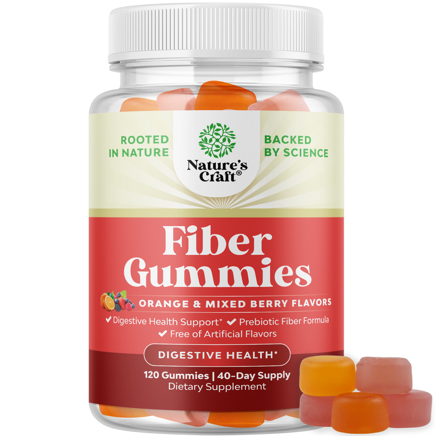 Tasty Prebiotic Fiber Gummies for Adults – High Fiber Supplement 120ct