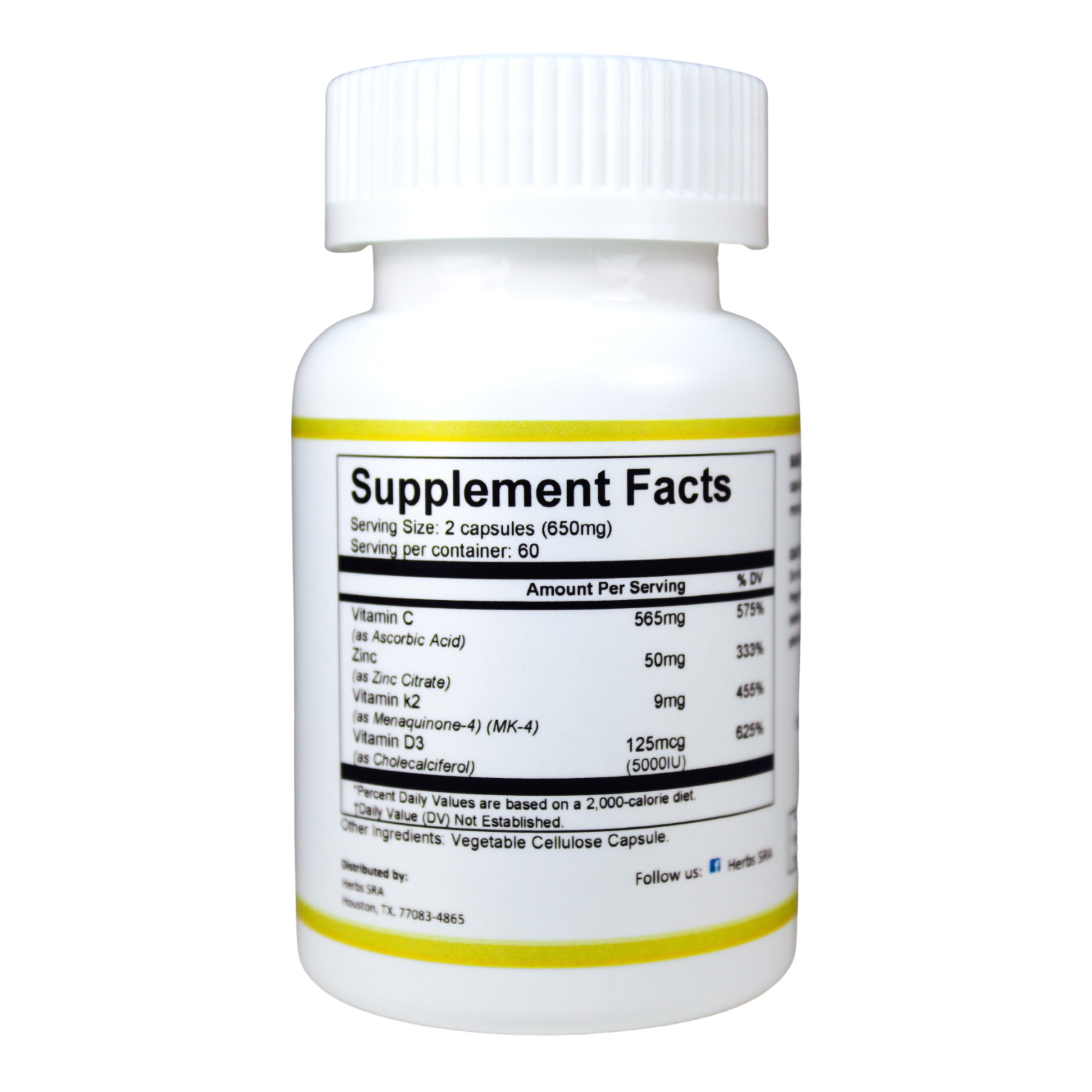 VITAMINS AND ZINC TO IMPROVE IMMUNE SYSTEM,120 capsules, Easy to Swallow, inmune