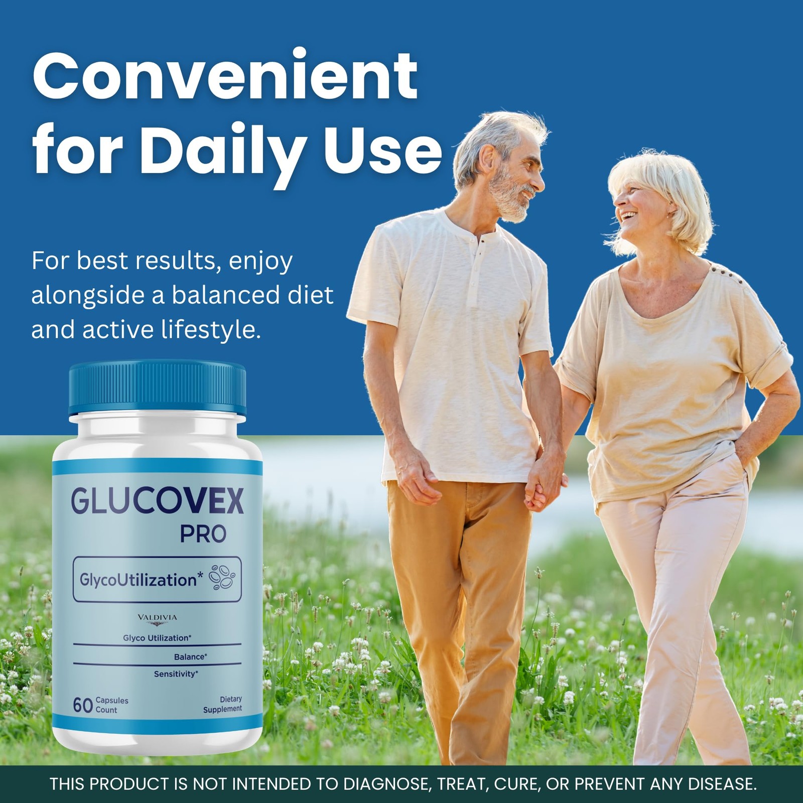 Valdivia Glucovex 60 Capsules Blood Sugar Support Supplement Made in USA