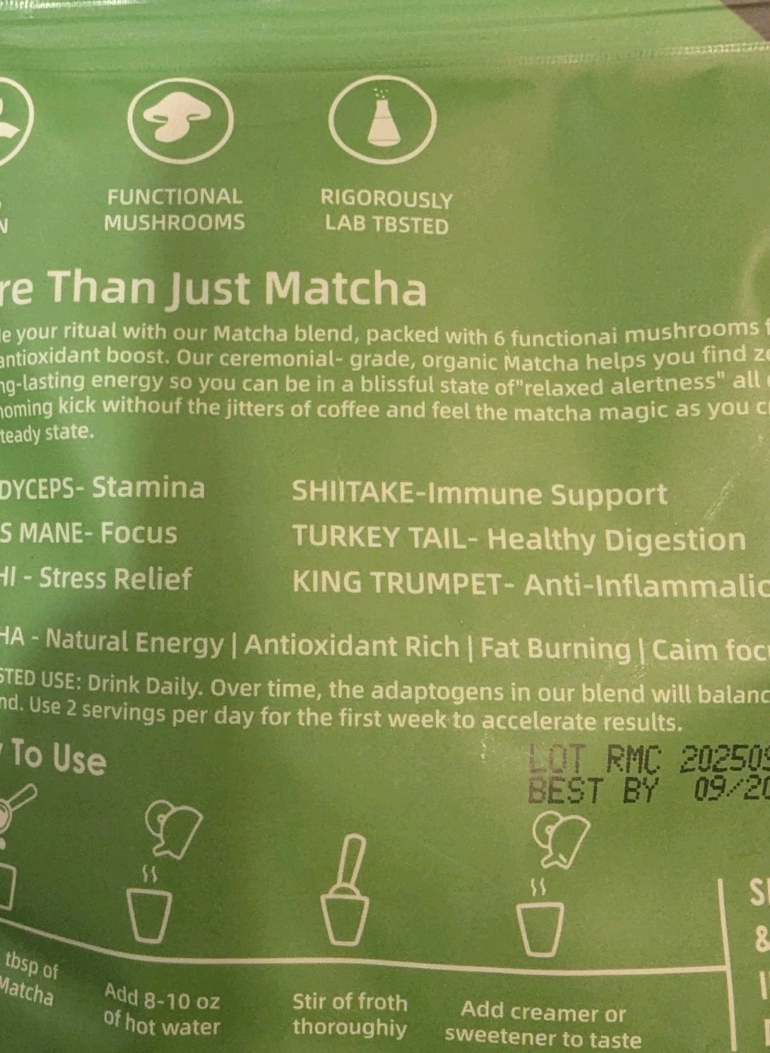 (2) Ryze Organic Mushroom Matcha + Coffee- 30 Servings Sealed Exp 9/27