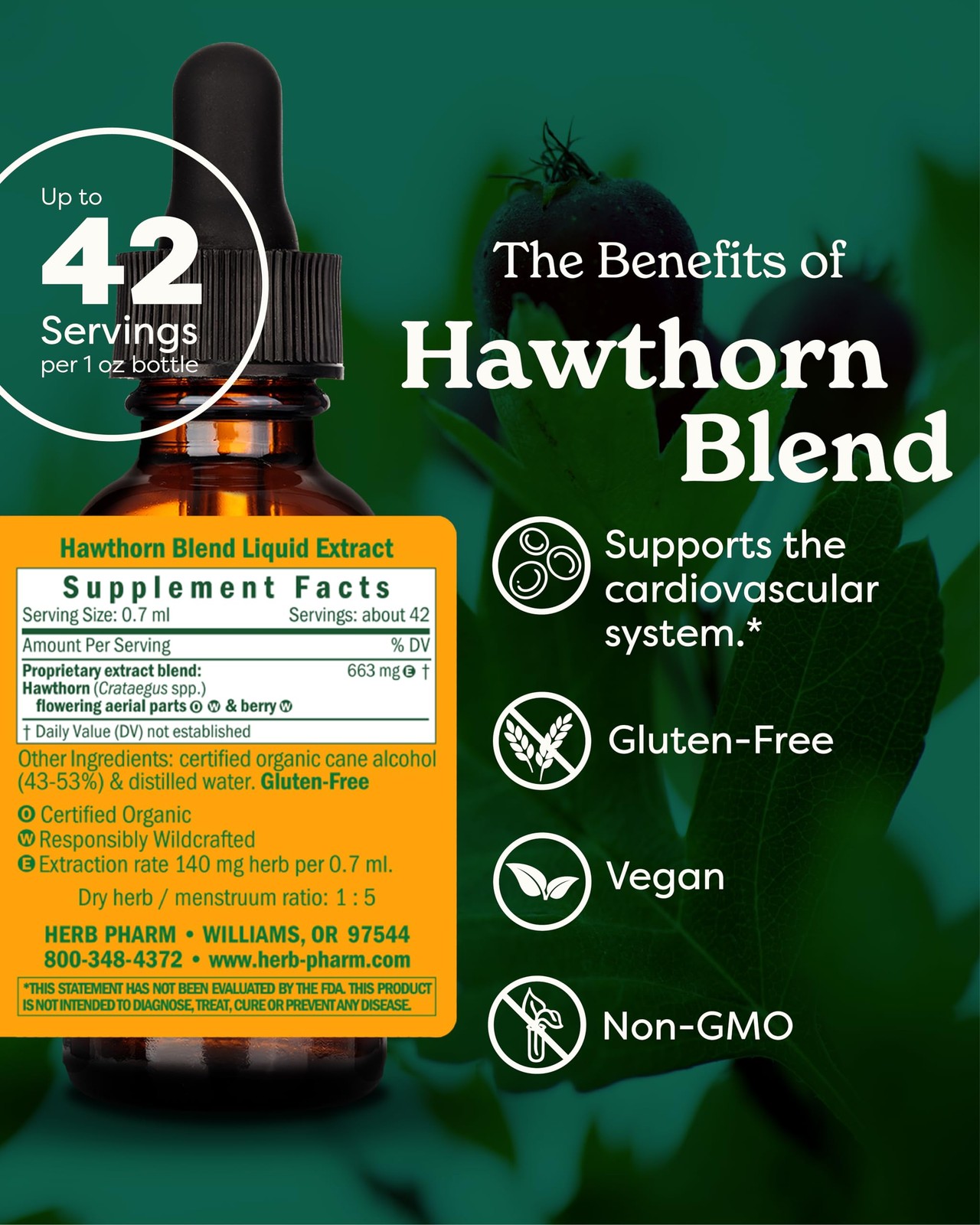 Herb Pharm Hawthorn Blend Liquid Extract Drops for 1 Fl Oz (Pack of 1)