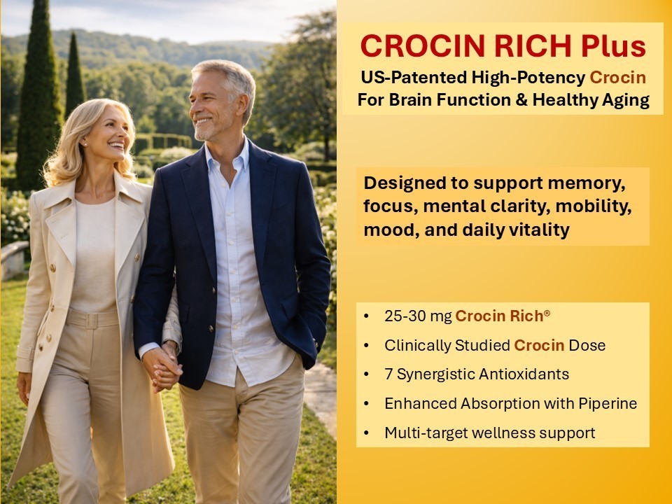 CROCIN RICH plus – for memory, mood, and brain health – 60ct/bottle for 2 months