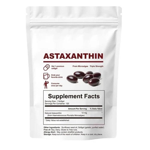 12mg Astaxanthin 120 Softgels Antioxidant Fresh Microalgae Eye Joint Skin Health