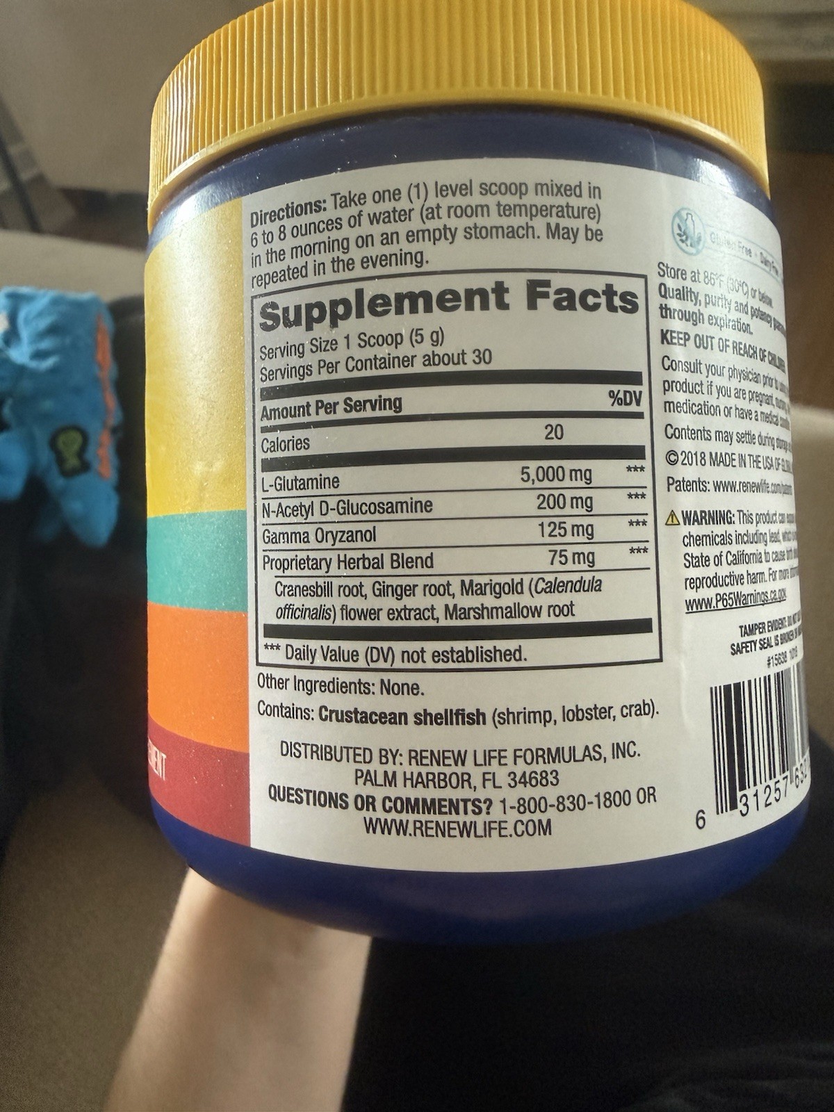 RenewLife IntestiNew Digestive Support Powder, Unflavored 5.7 oz (162 g) 06/2027