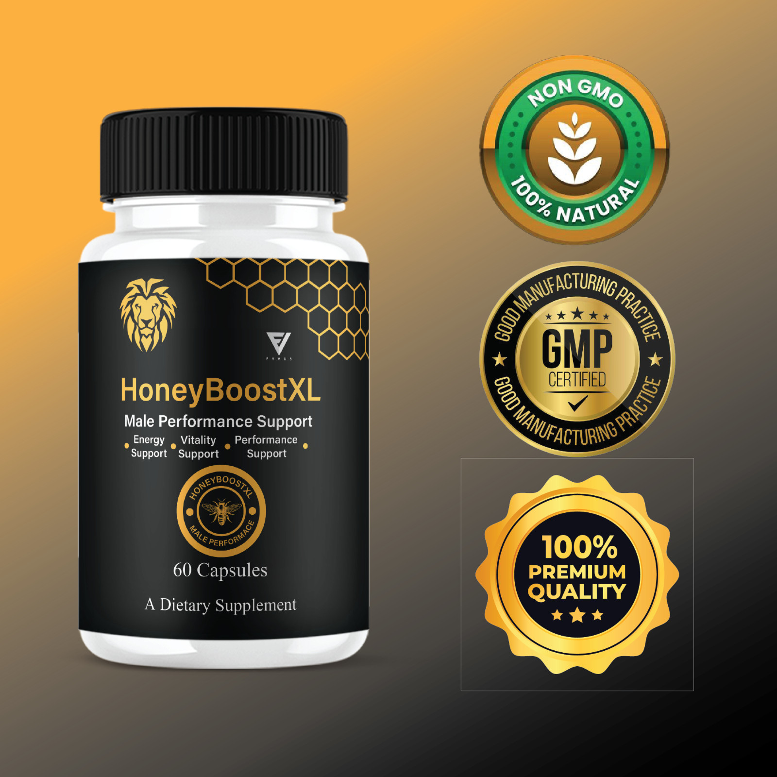 Honey Boost XL Capsules, HoneyBoost XL Performance Pills (60 Capsules)