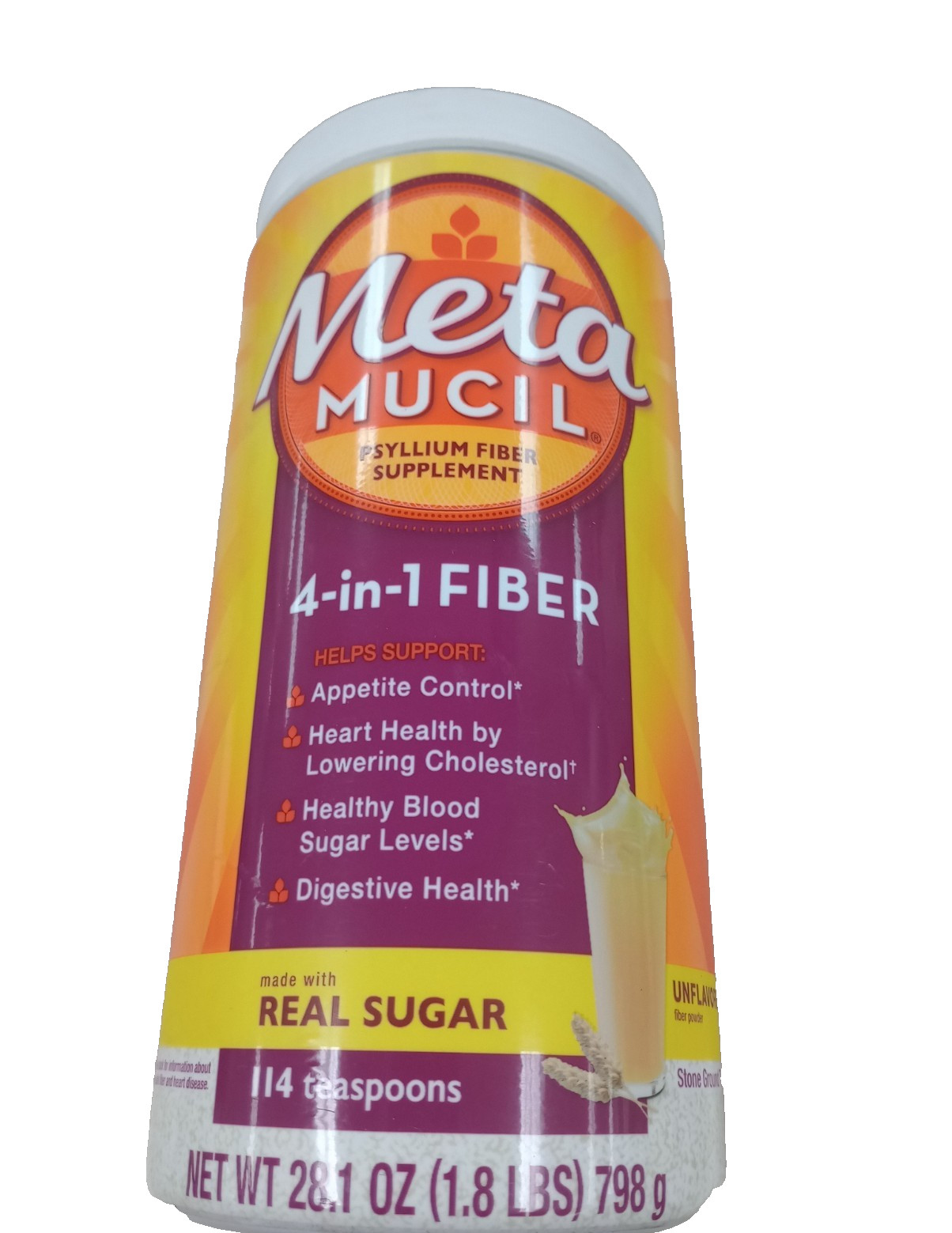 Metamucil Daily Psyllium Fiber Powder Real Sugar 114 Servings Digestive Health