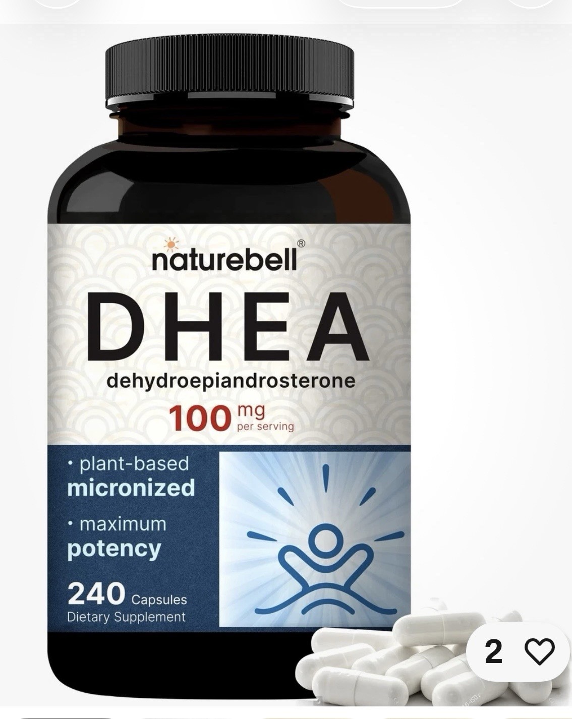 NatureBell DHEA 100mg – 240 Capsules – Supplement 240 Count Exp 04/2027