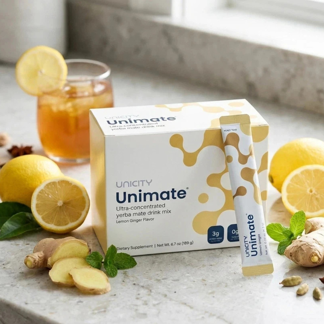 Unicity Unimate Lemon Yerba Mate Drink Mix 120 Sachets (4 Pack) Sugar Free Daily