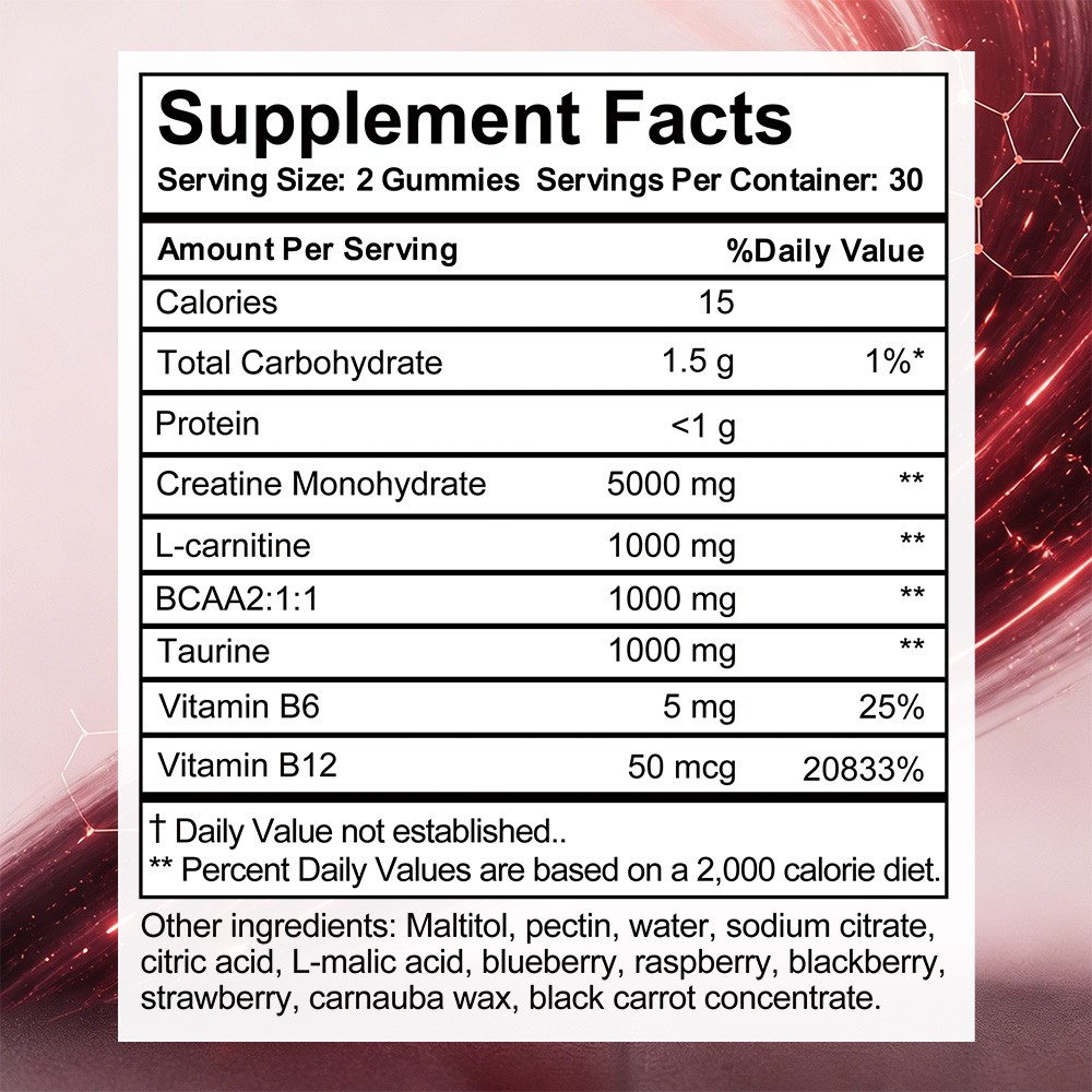 Creatine Monohydrate Gummie | 8000mg Power, For Muscle Strength,Endurance&Energy