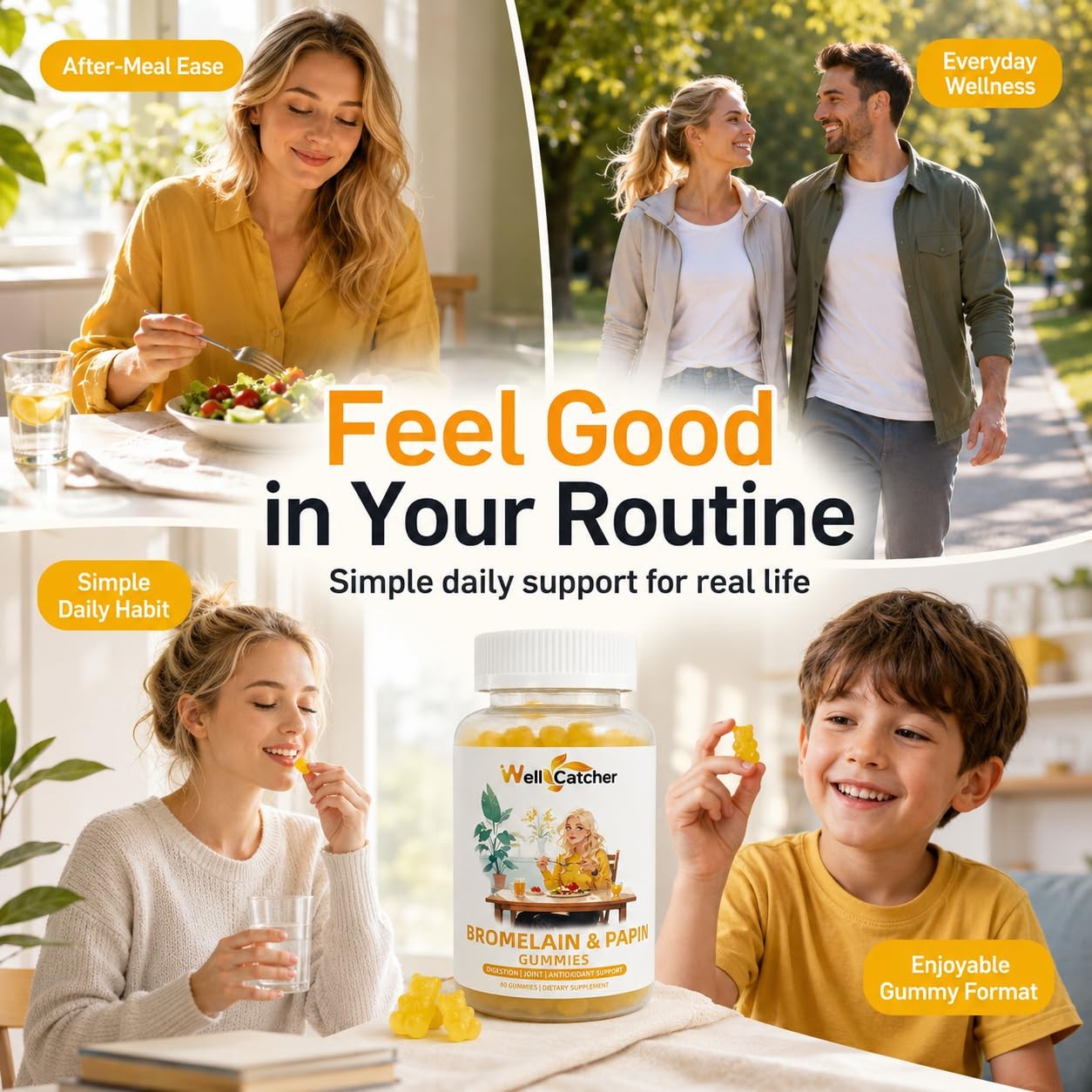 Bromelain Papain Enzyme Gummies: 500mg with 60 Count (Pack of 1)