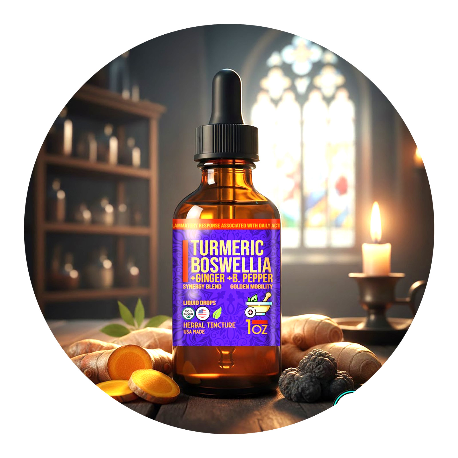 Joint & Mobility EASY Drops Turmeric Boswellia Ginger Tincture 1:3 Potency USA