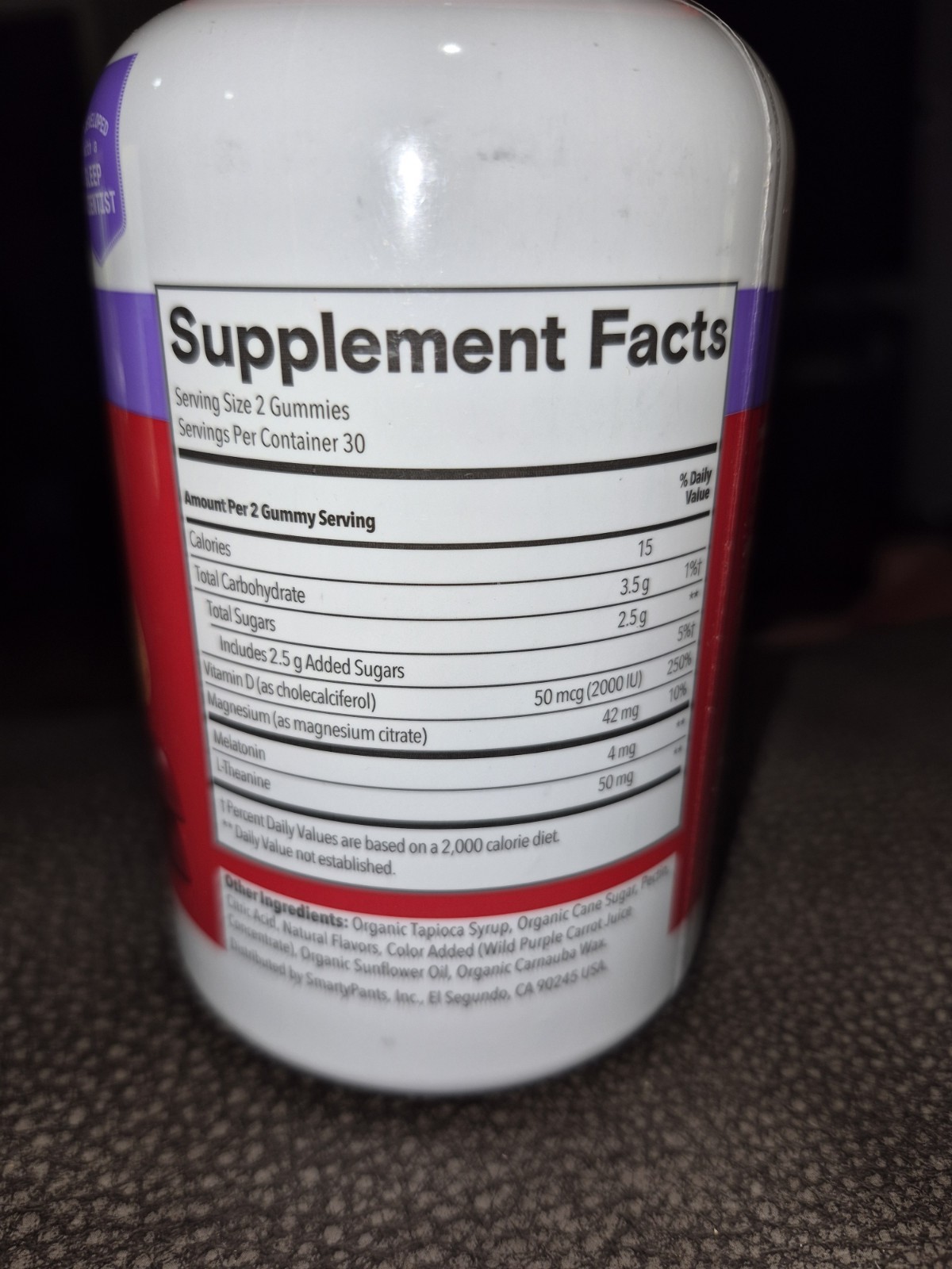 Smarty Pants Fast Acting Sleep Gummies Blueberry Blackberry 60ct
