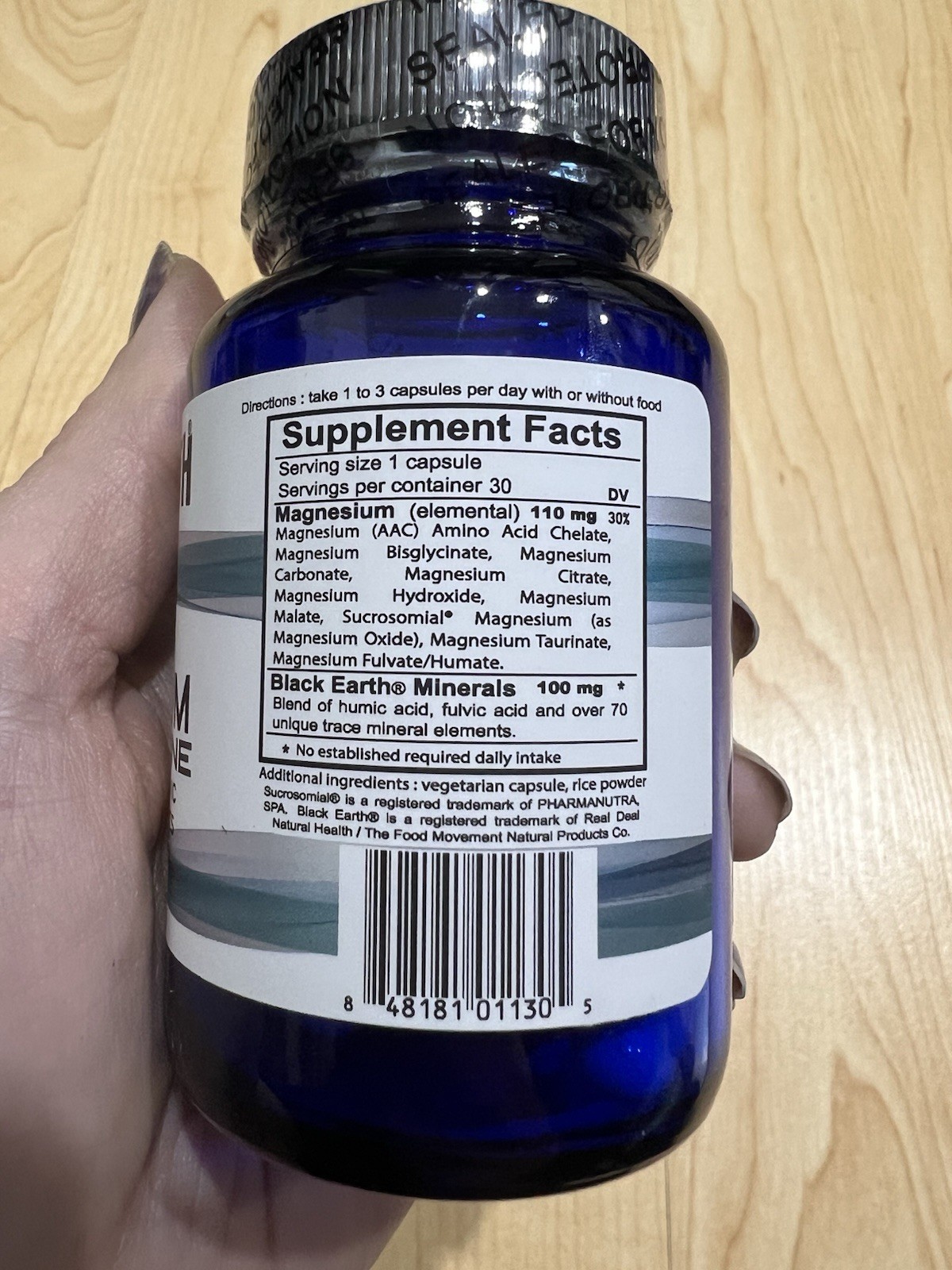 The Food Movement Black Earth Magnesium Muscle Mood Sleep 30 Vegan Capsules