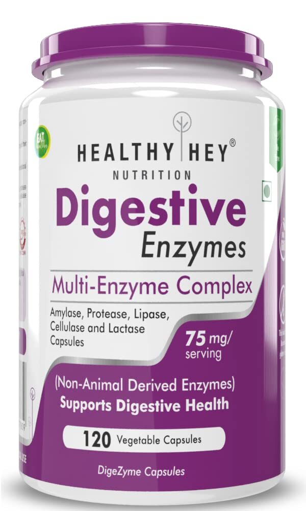 HealthyHey Nutrition Digestive Enzymes 120 VegCapsules Long Expiry
