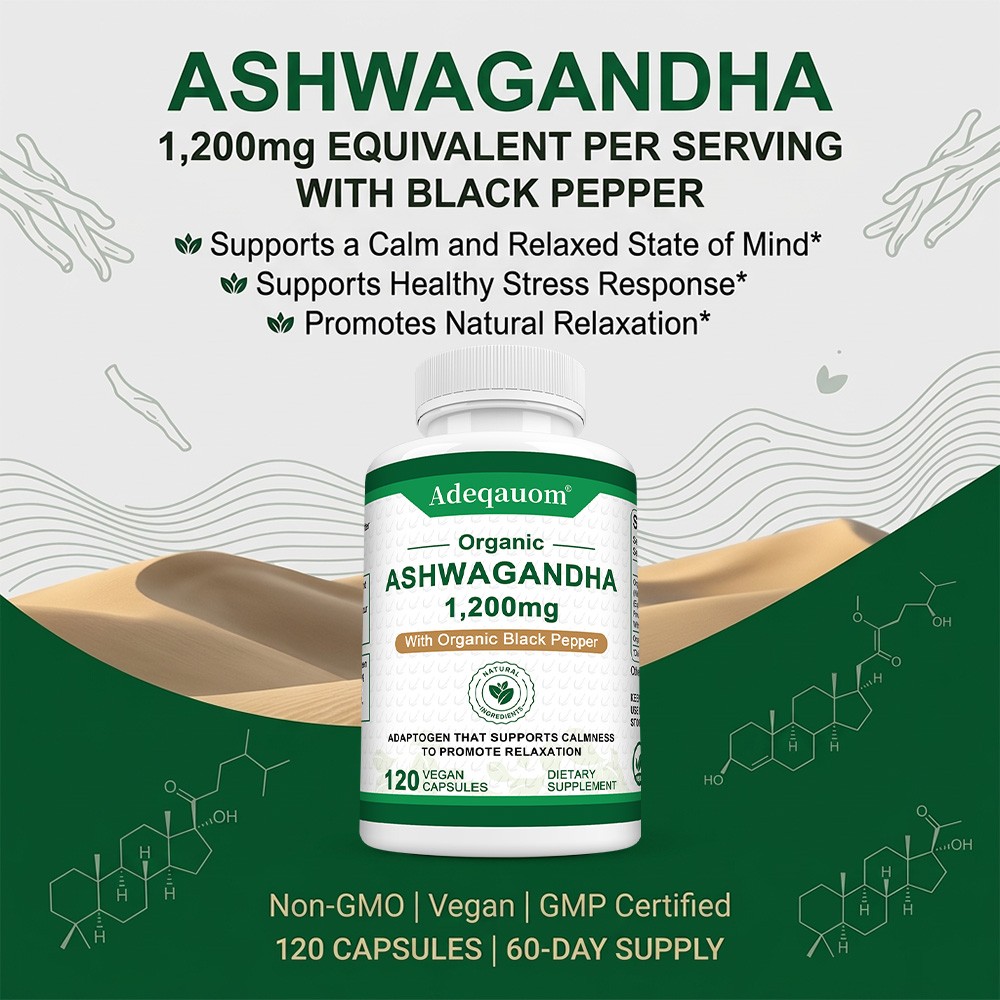 Herb 1200mg Complex with Black Pepper for Stress, Mental Calm & Daily Relaxation
