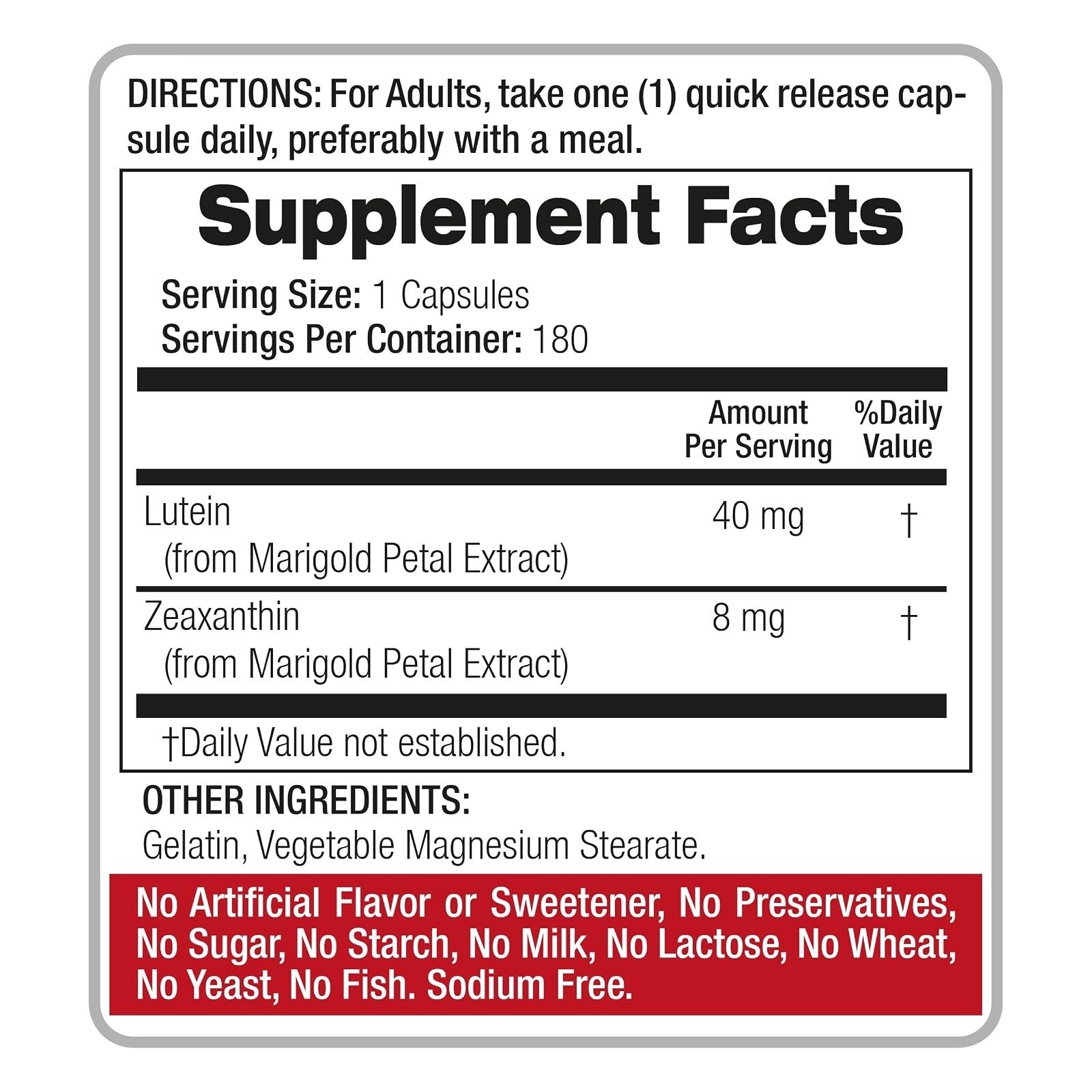 FITO MEDIC’S Lutein Supplement with Zeaxanthin, 180 Capsules, Vitamin A