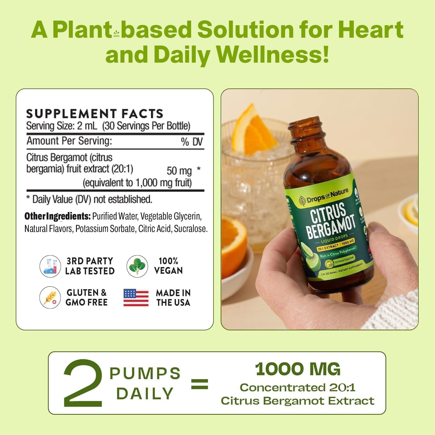 TWO Pack Citrus Bergamot Extract 20:1 Heart Health Antioxidant 2 fl oz each