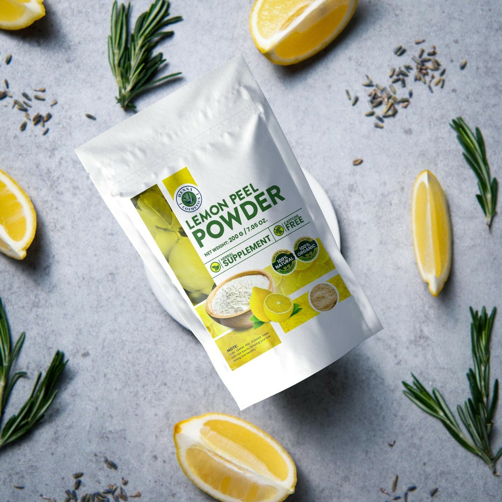 Lemon Peel Powder for Skin Hair, 200 Grams, 100% Organic.