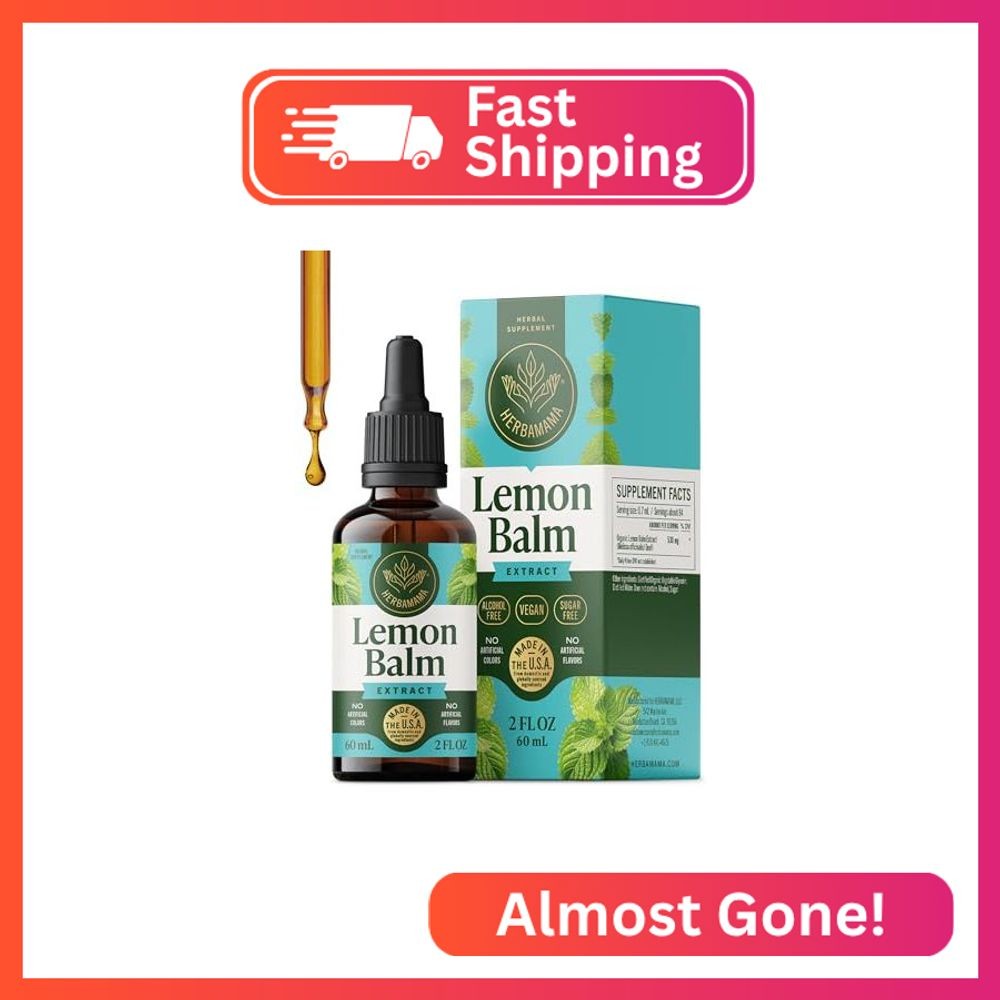 HERBAMAMA Lemon Balm Tincture – Vegan Lemon Balm Leaf Extract for Calm Support –