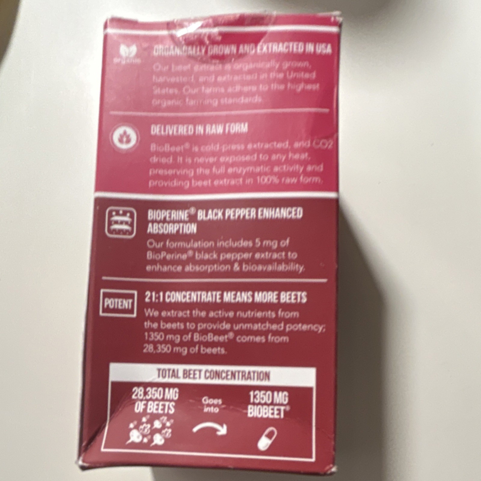 Triquetra BioBeet Organic Beetroot Extract Capsules 1350mg 60 Vegan Bioperine