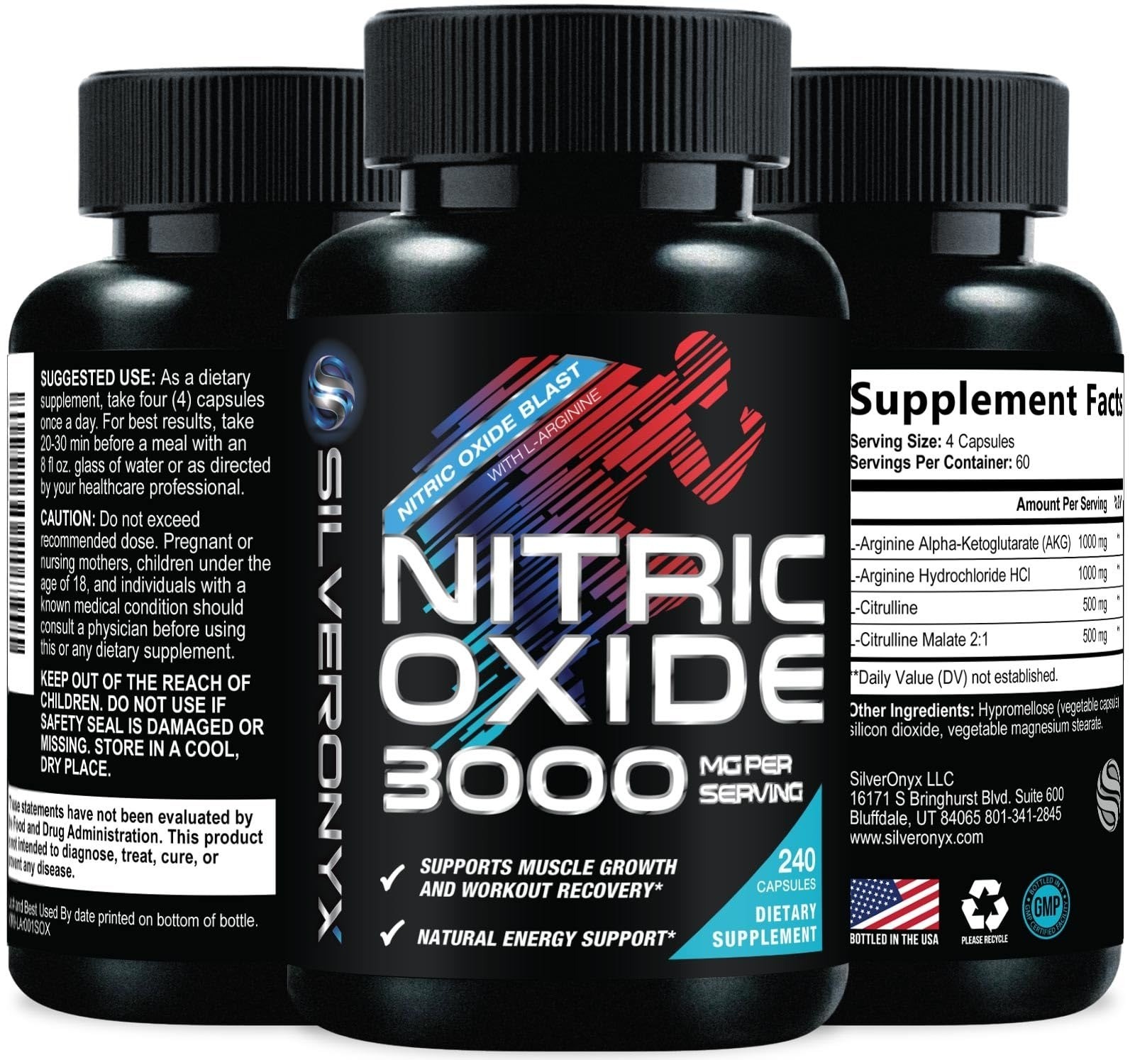 SilverOnyx Extra Strength Nitric Oxide Booster – 60 Capsules