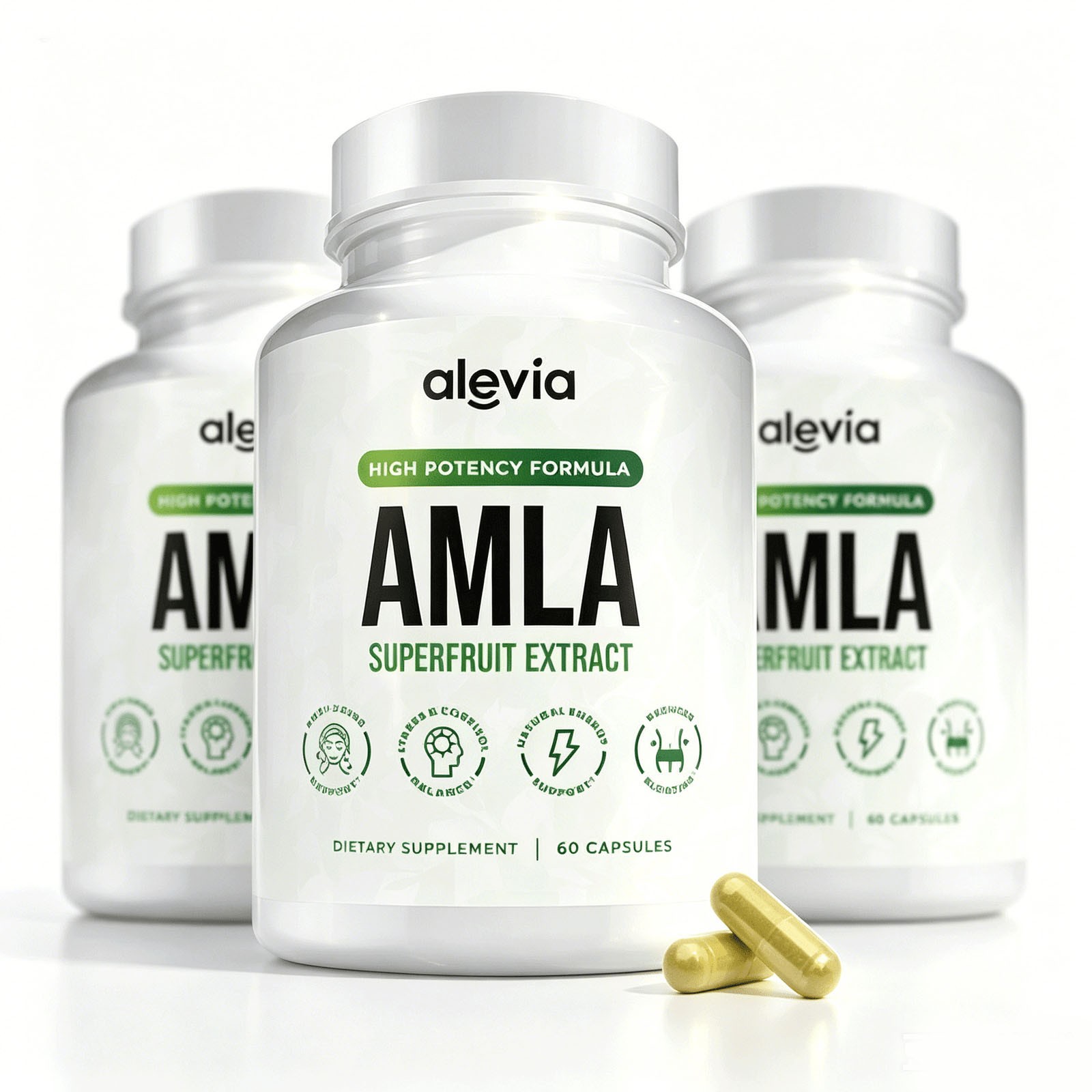 5X Alevia Organic Indian Capsules 1000mg Amla Gooseberry Antioxidant Supple 60c