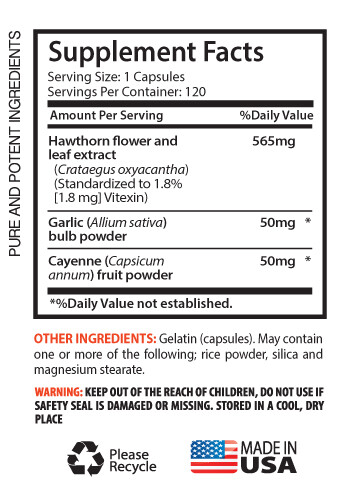 heart health supplement – HAWTHORN EXTRACT 665mg – antioxidant properties 2B