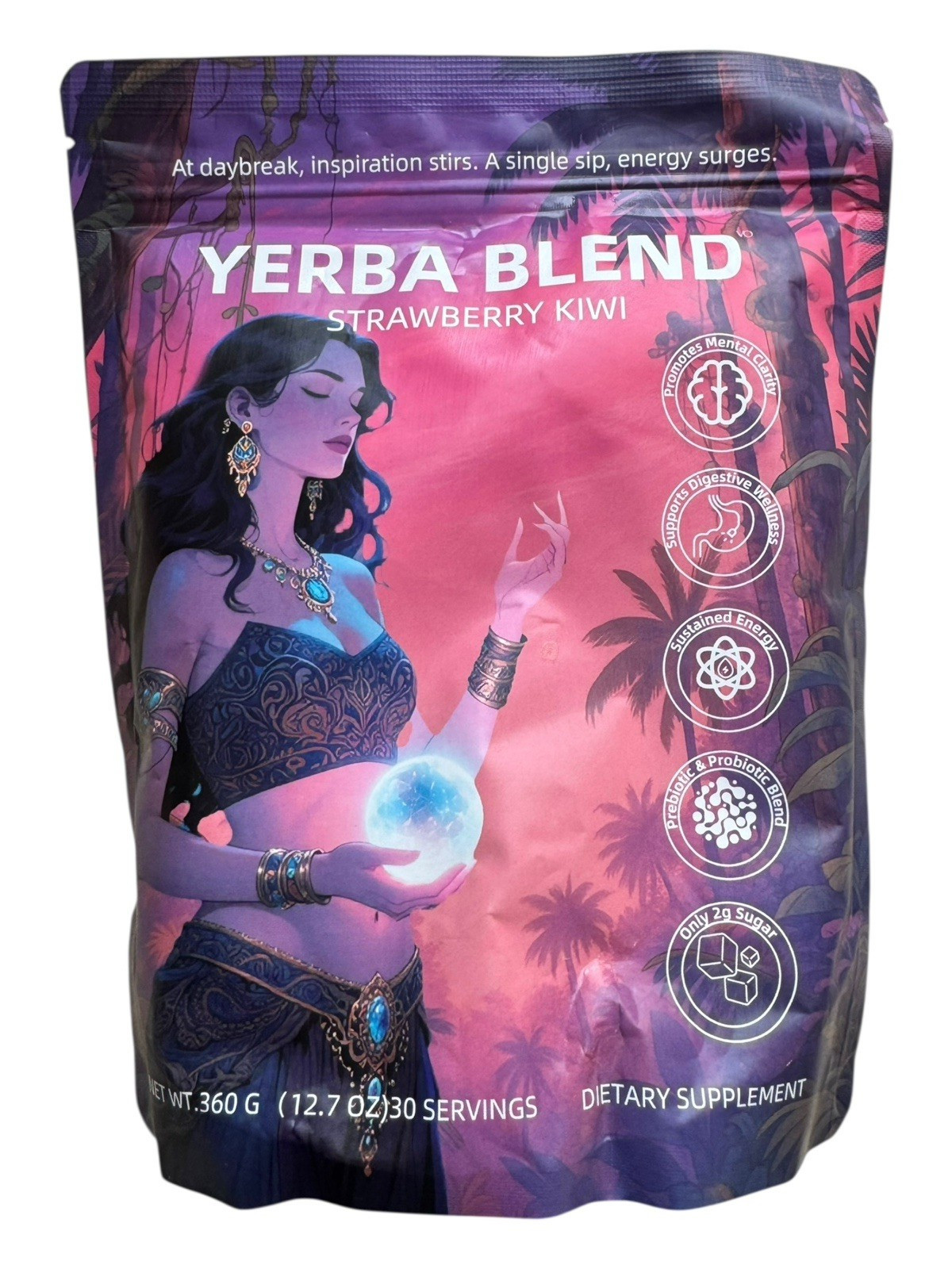 Organic Yerba Mate Instant Drink Mix – Strawberry Kiwi – 30 Servings – Ex: 6/27
