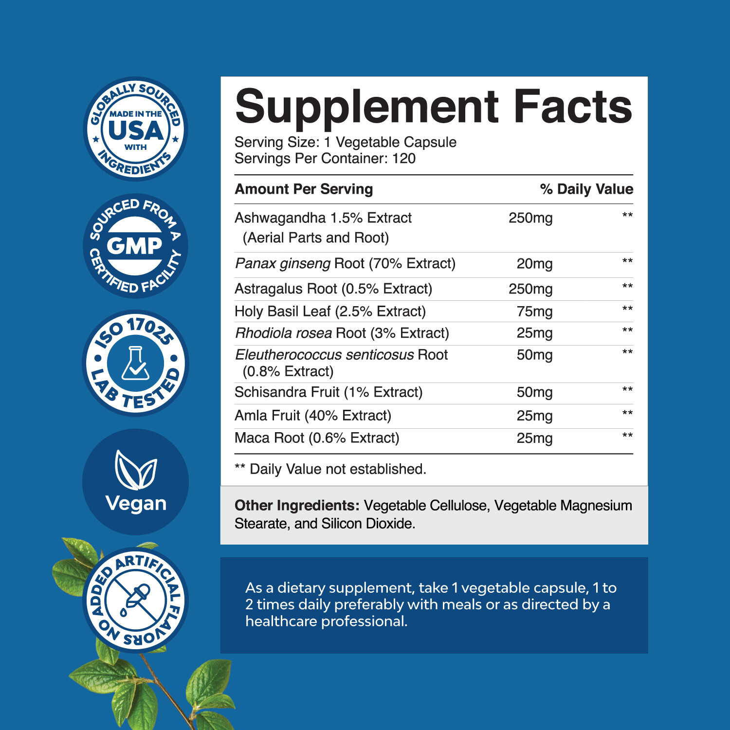 Herbal Adaptogen Mood Support Supplement – Calming Adaptogens Supplement 120ct