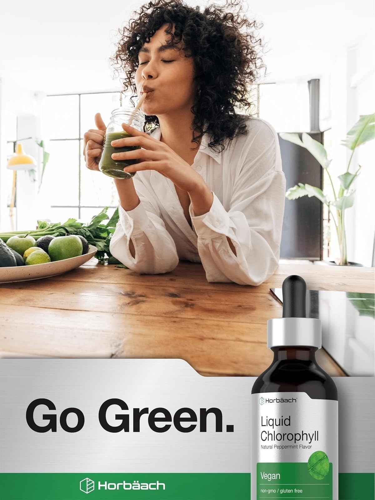 Horbäach Liquid Chlorophyll Drops 2 fl oz Peppermint Vegan Non-GMO