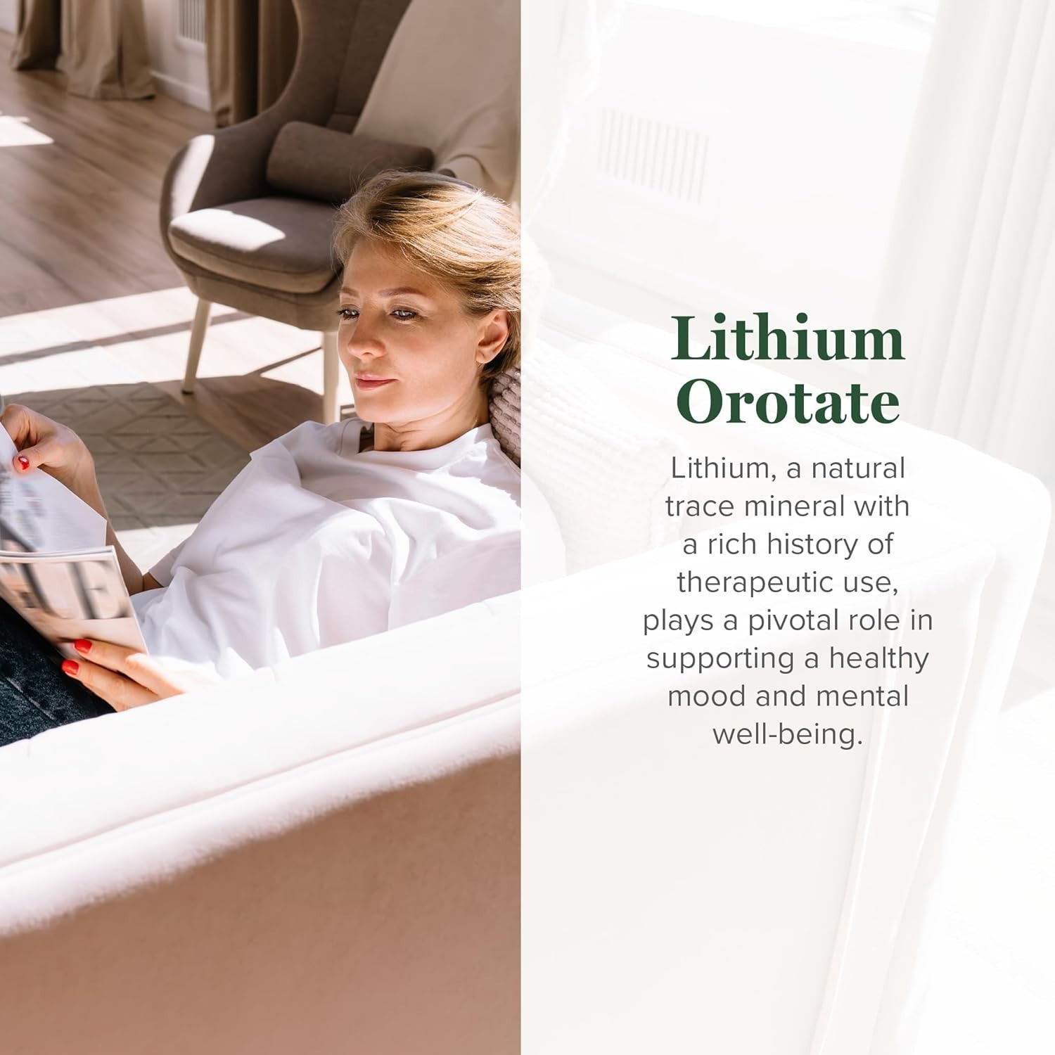 Global Healing Lithium Orotate 10mg Non-GMO Gluten Free Vegan Friendly 60 Caps