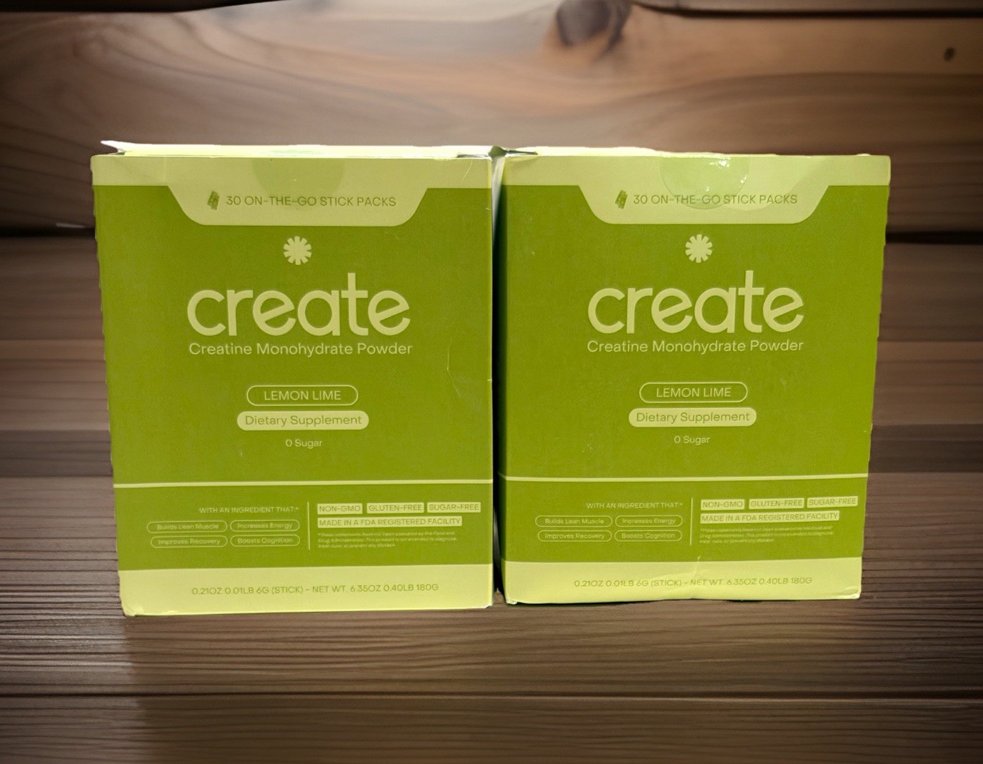 2 Pack Create Creatine Monohydrate On-The-Go Sticks Lemon Lime 60 Ct. Exp 08/27