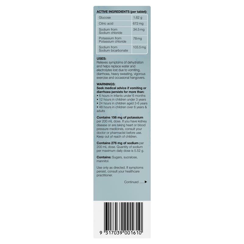 Hydralyte Color Free Lemonade Flavored Effervescent Electrolyte 20 Tablets