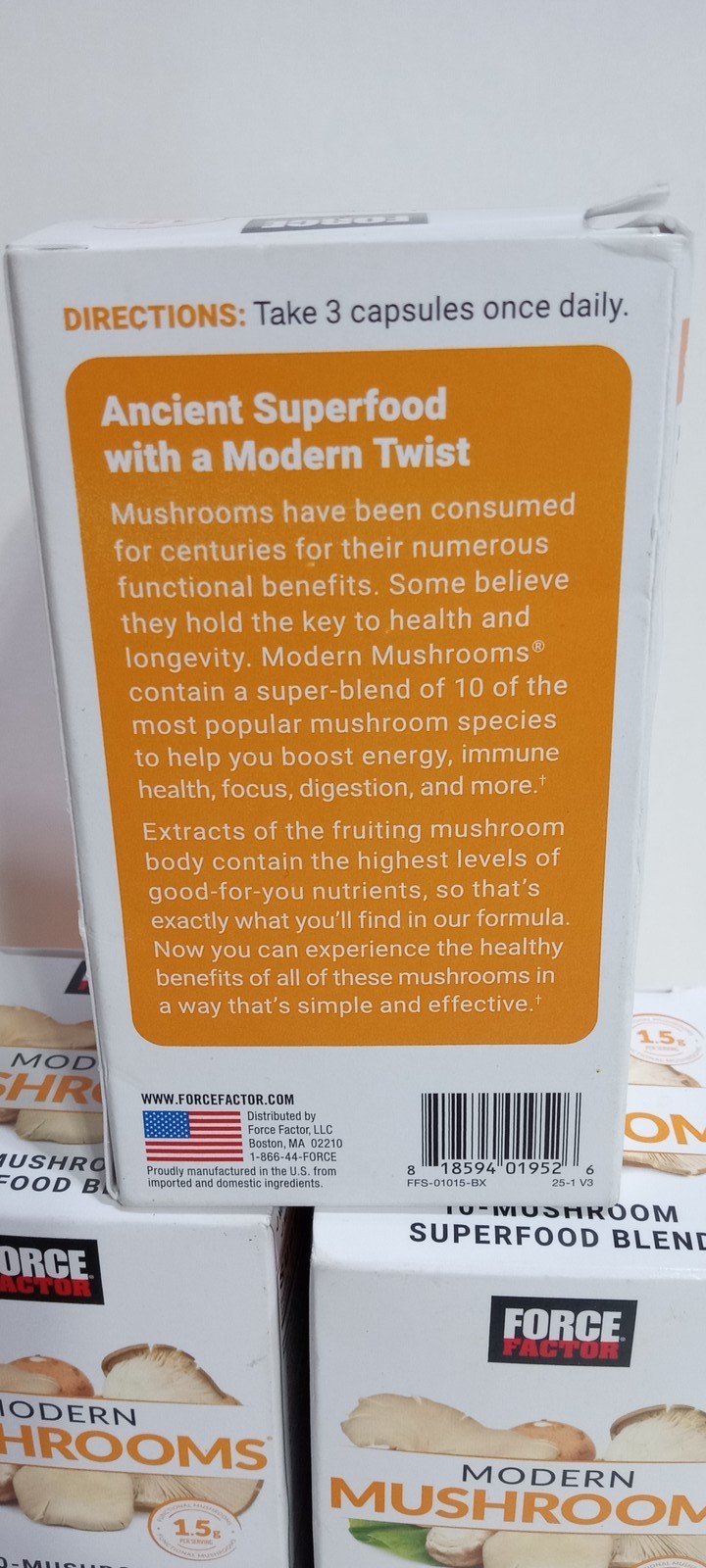 Lot of 3 – Force Factor Modern Mushrooms 10-Mushroom Superfood Blend 90 Capsules