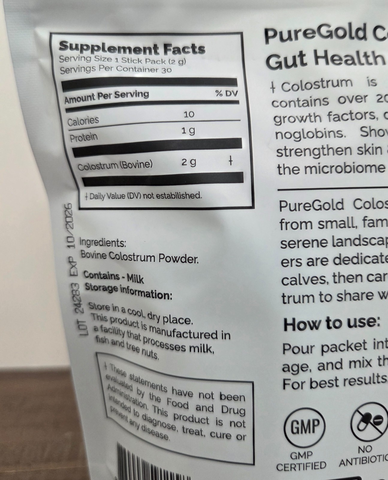 Fasted Athlete PureGold Colostrum Grass-Fed Powder (30 Single Serve Packets)