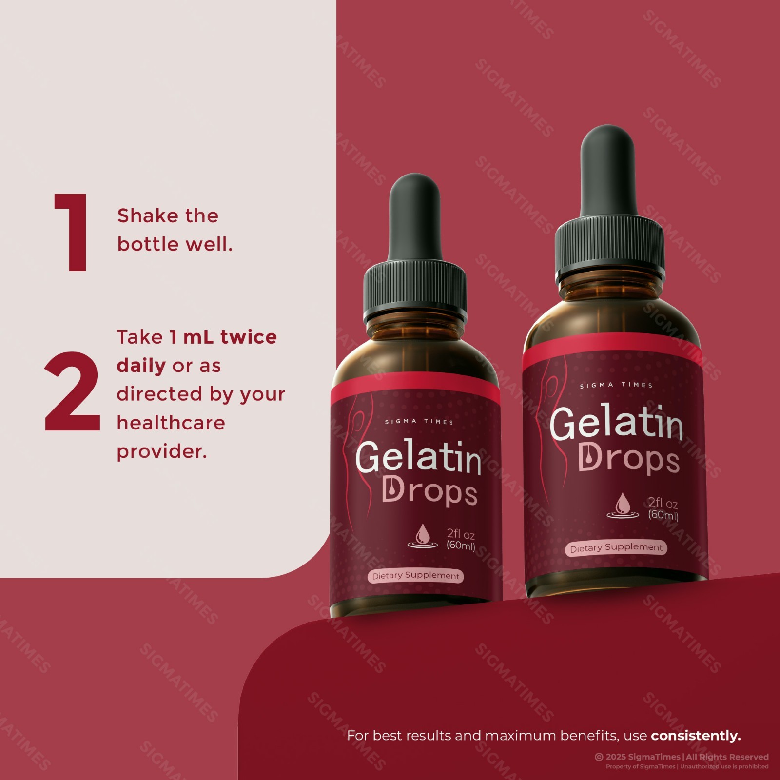Gelatin Drops for Weight Loss, Liquid Supplement for Metabolism Boost – 5 Pack