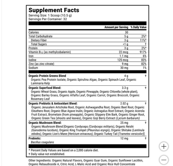Terra Kai Organics Juce Sports Greens 32 Servings With Pea Protein Exp: 01/27