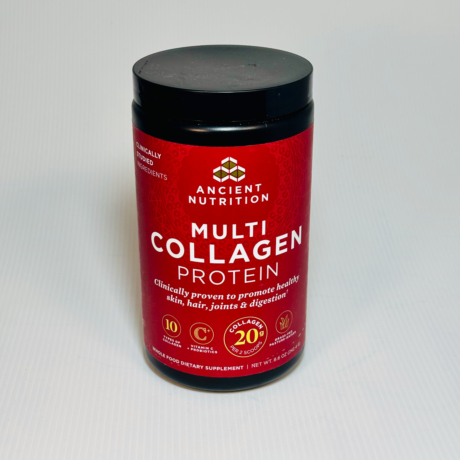 Ancient Nutrition Multi Collagen Protein Vitamin C & Probiotics 8.6 oz Exp 12/26