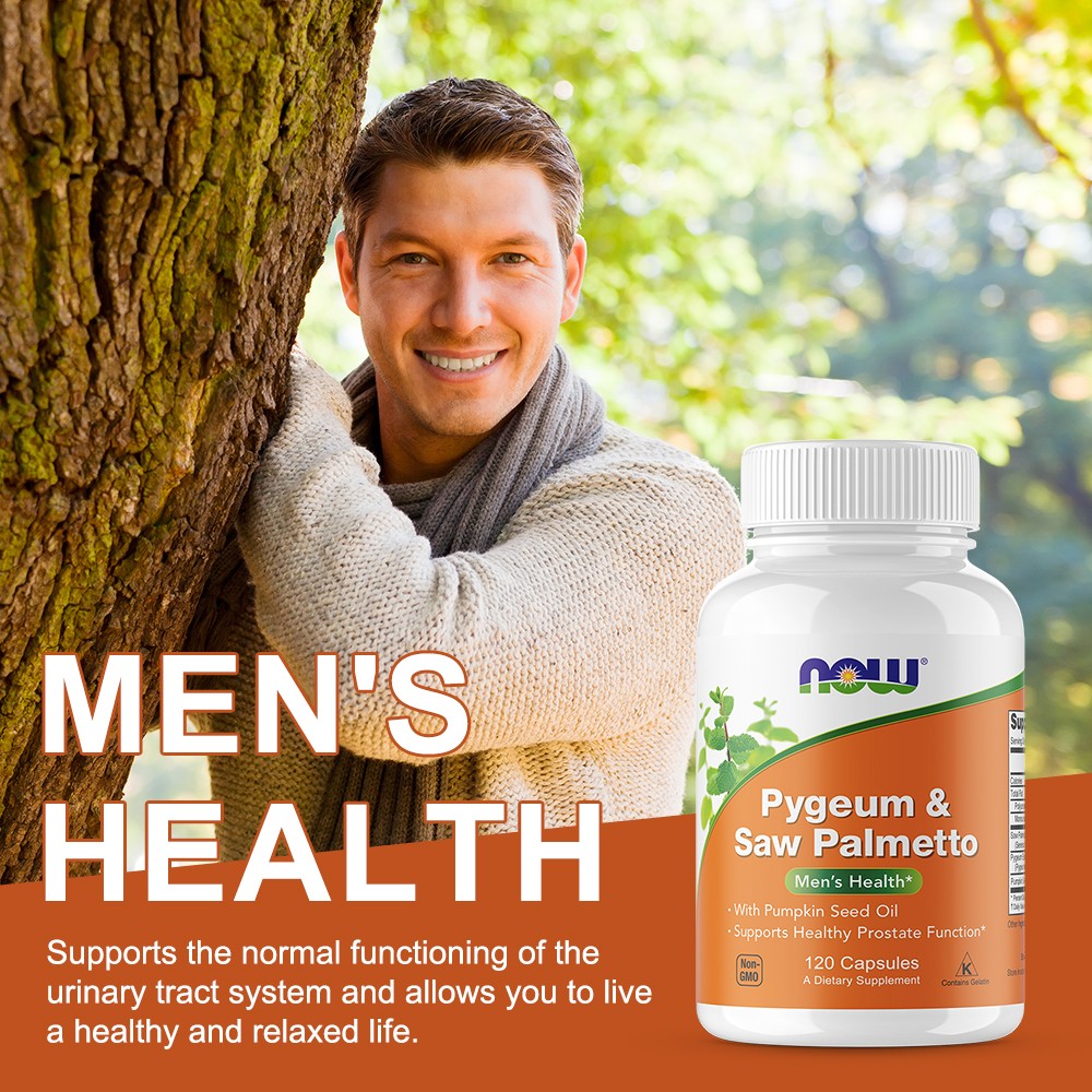 Pygeum Saw Palmetto Supplement with Pumpkin Seed Oil Men’s Health 120 Capsules