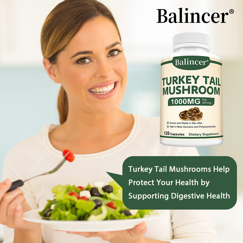Supplements Turkey Tail Mushrooms Improve Digestion Strengthen Immunity 120 Pill