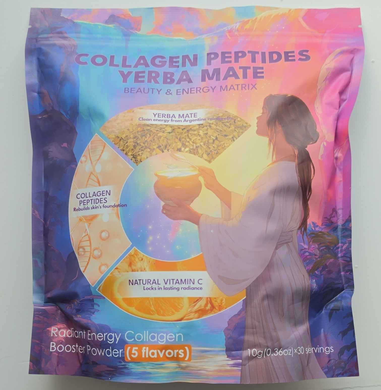 Design Haven Collagen Peptides Yerba Mate Beauty Energy Powder 30x10g