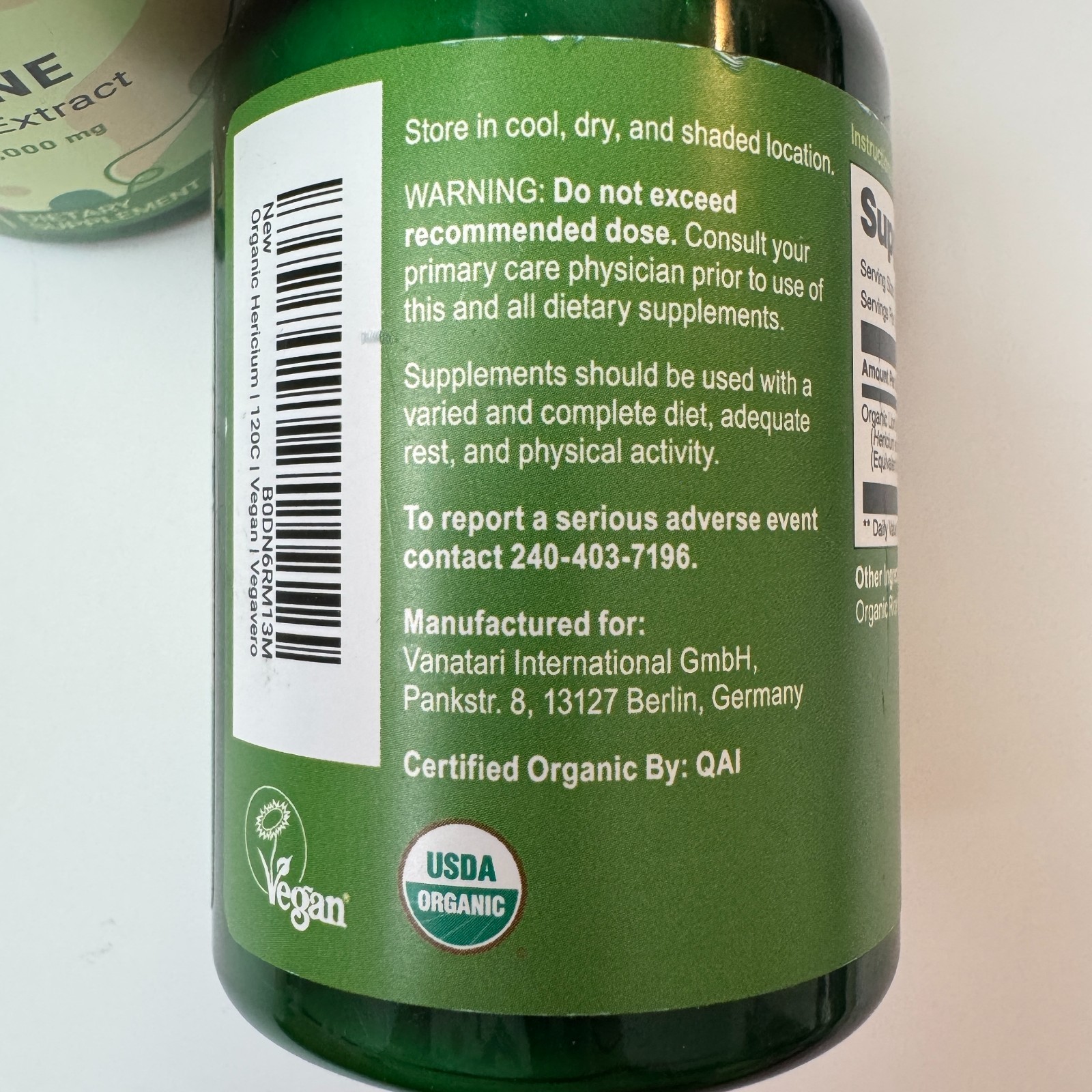 2x Vegavero Lion’s Mane Mushroom Extract 120 Caps Organic 10:1 Vegan Exp 2028